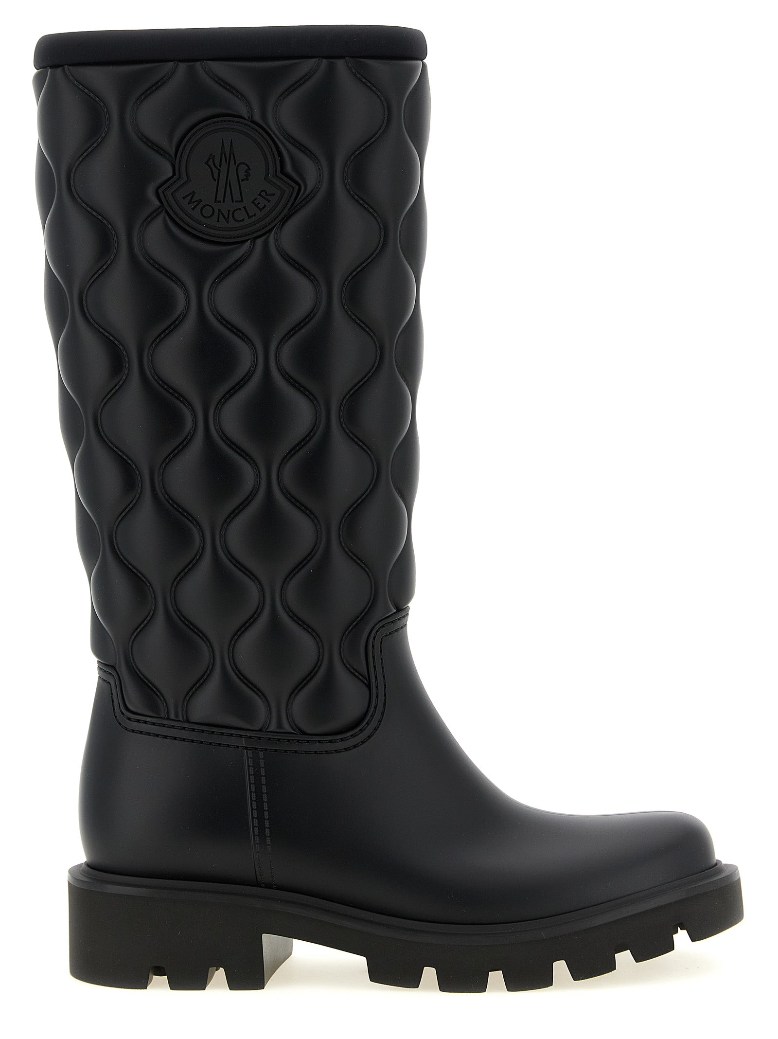 Moncler Schwarze PVC Overknee-Stiefel
