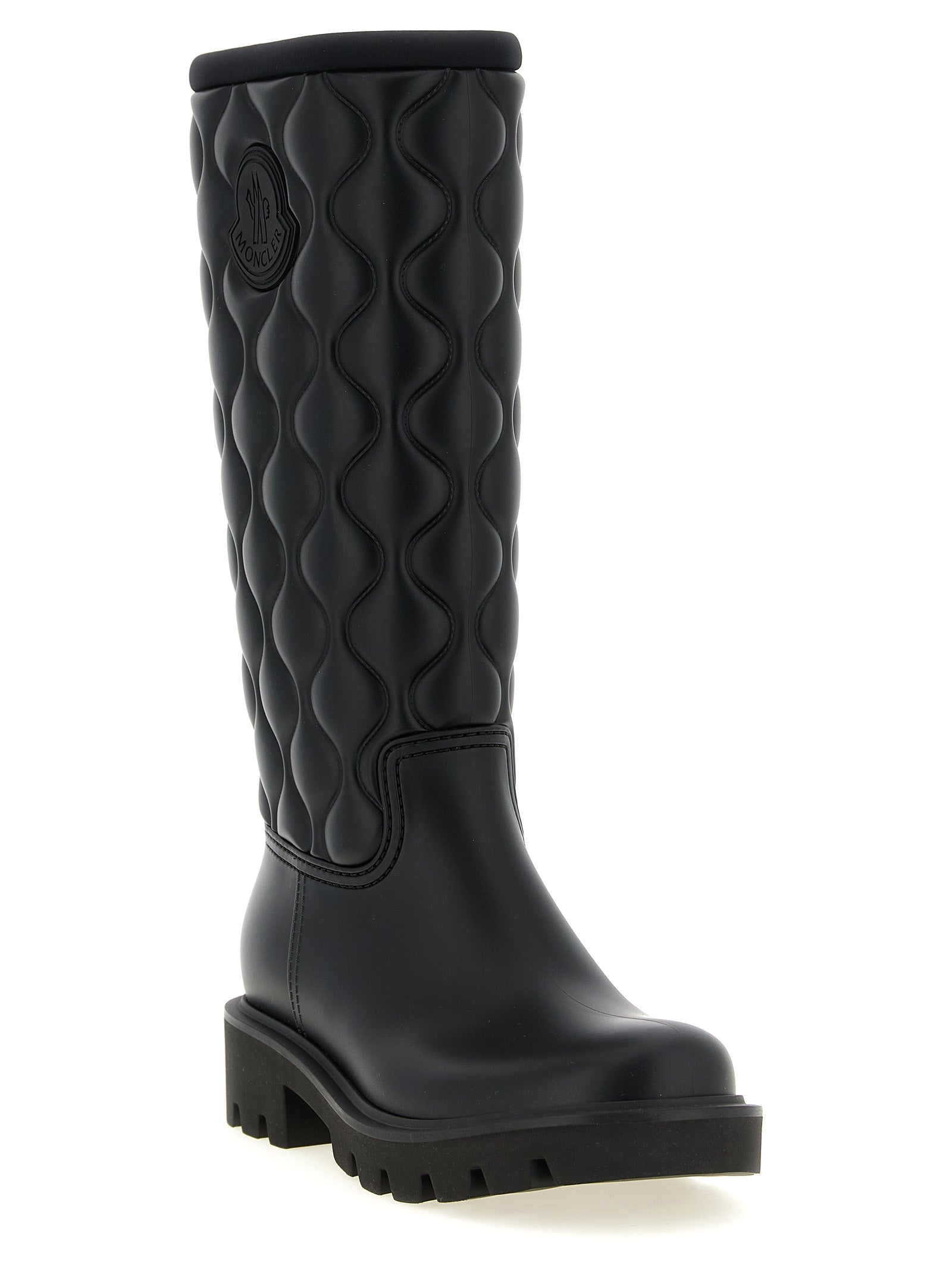 Moncler Schwarze PVC Overknee-Stiefel