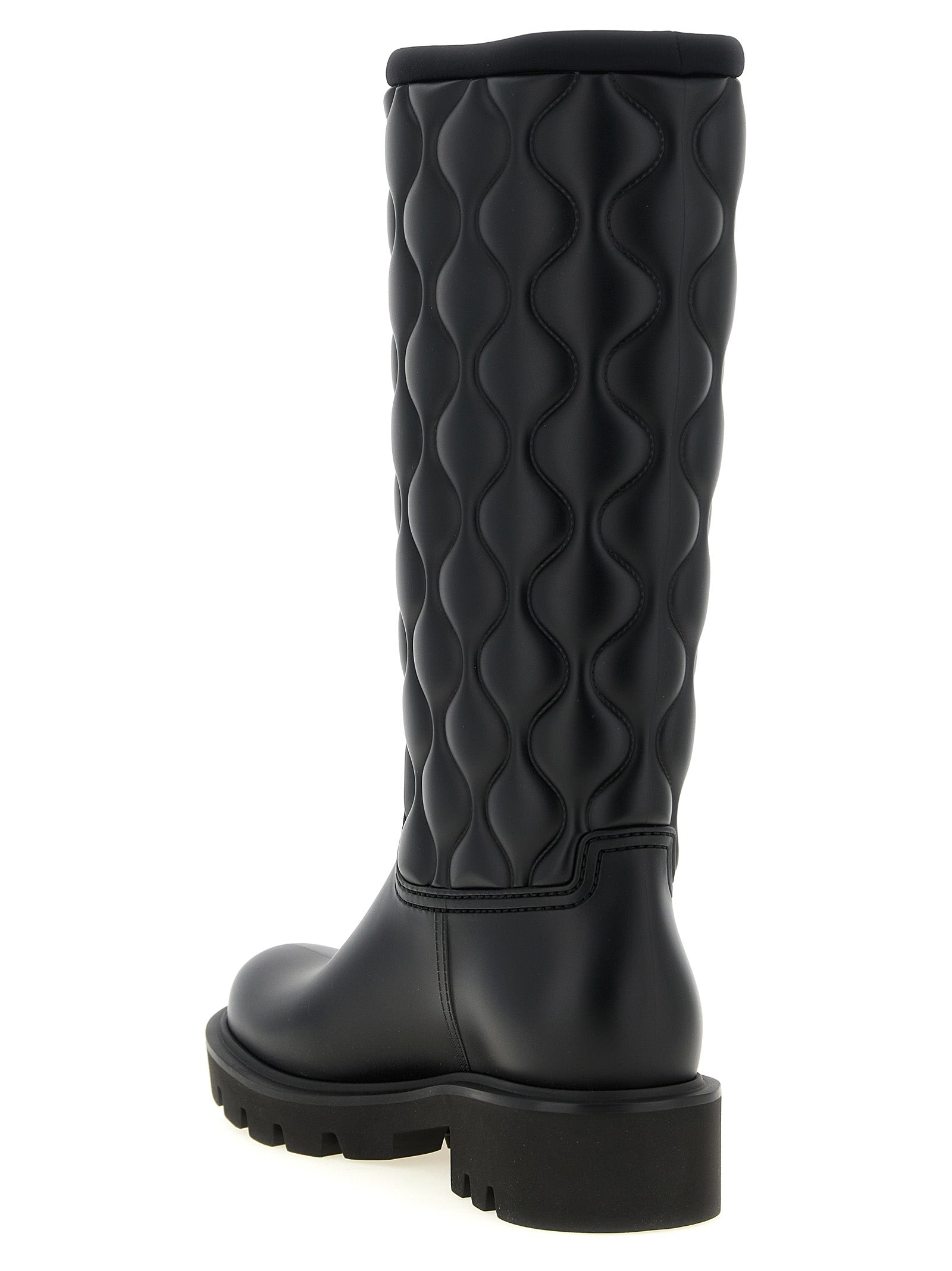 Moncler Schwarze PVC Overknee-Stiefel