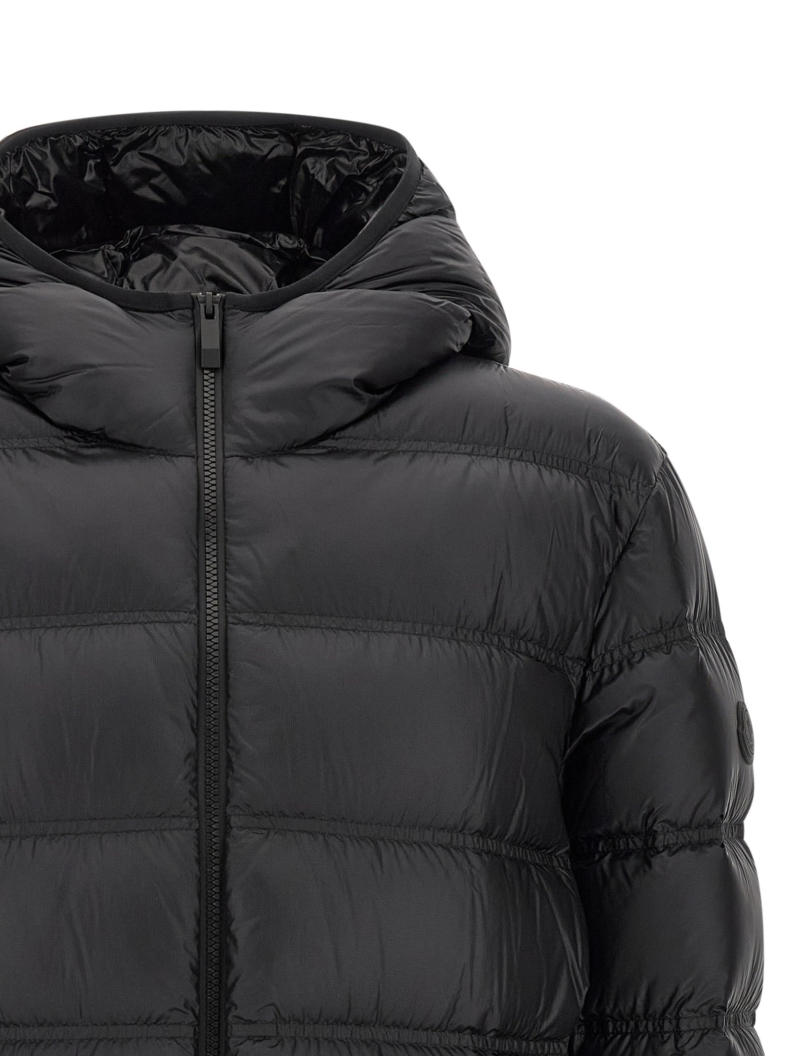 Moncler Schwarze Polyamid-Jacke in voller Länge