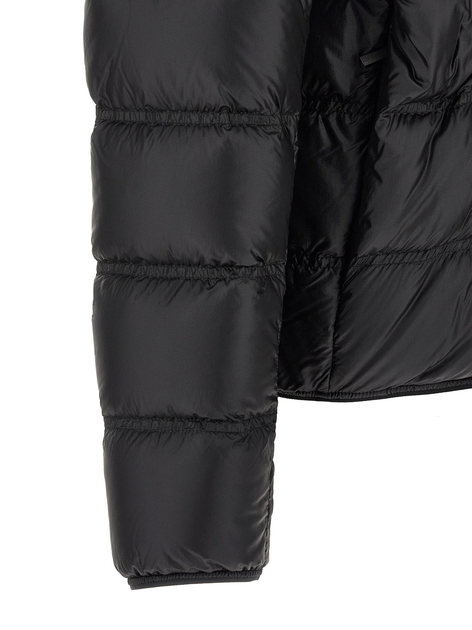 Moncler Schwarze Polyamid-Jacke in voller Länge
