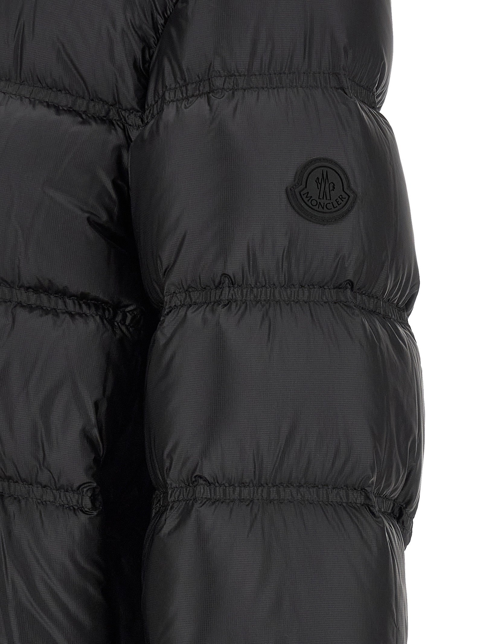 Moncler Schwarze Polyamid-Jacke in voller Länge