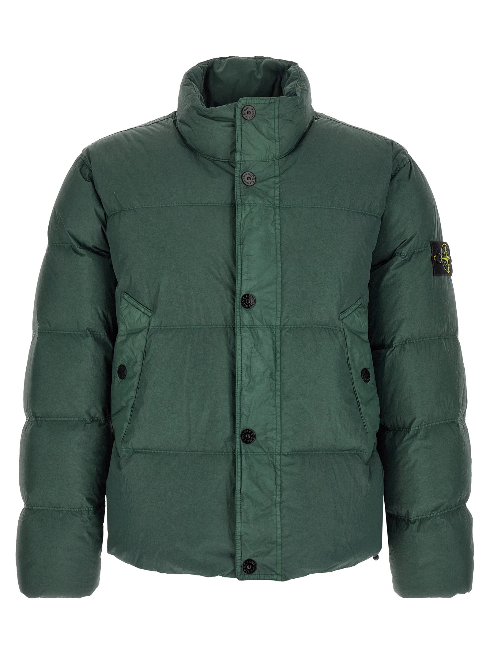 Stone Island Zweifarbige Polyamid-Steppjacke in voller Länge
