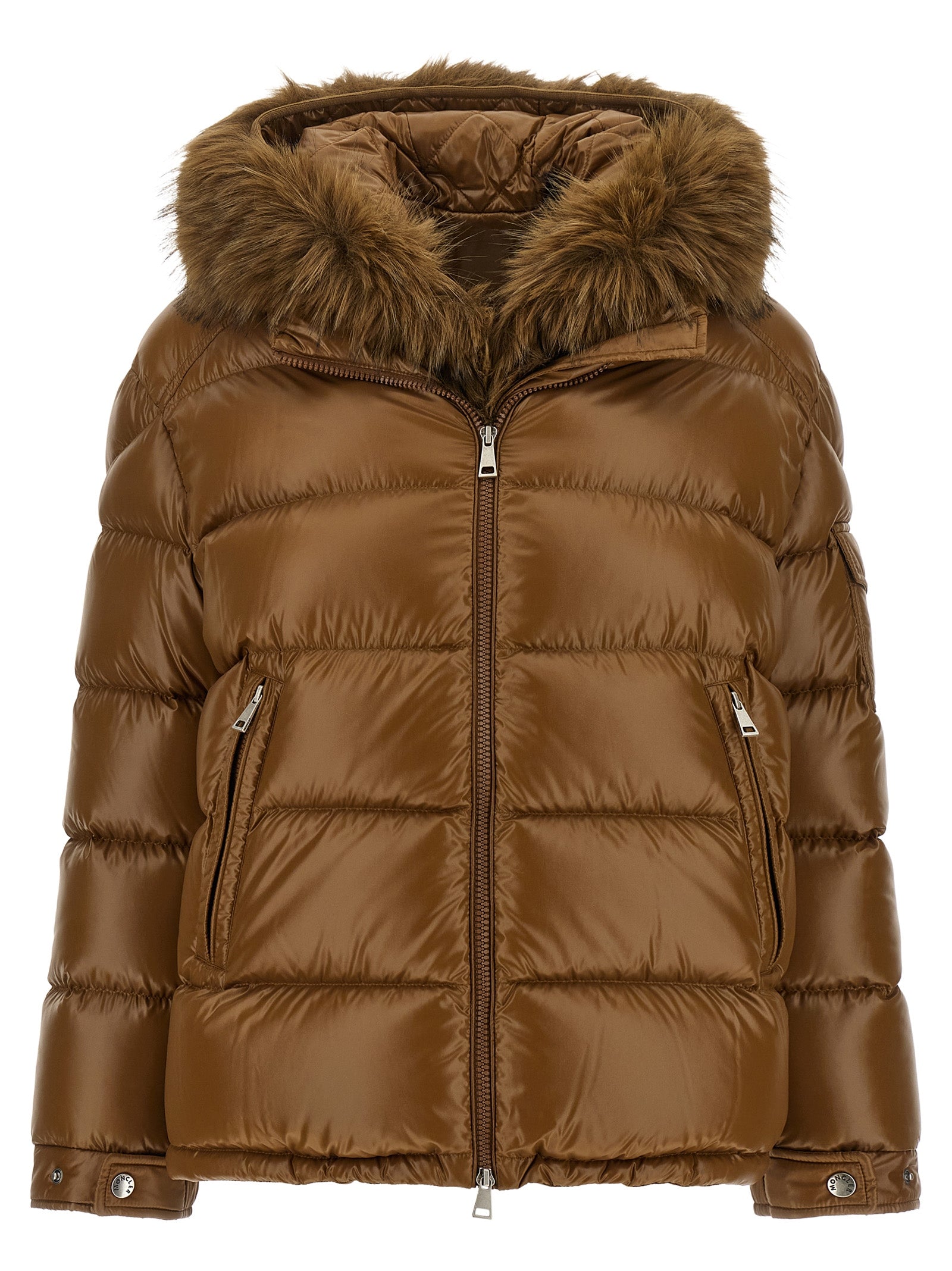 Moncler Braune Polyamid-Jacke in voller Länge