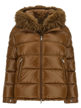 Moncler Braune Polyamid-Jacke in voller Länge