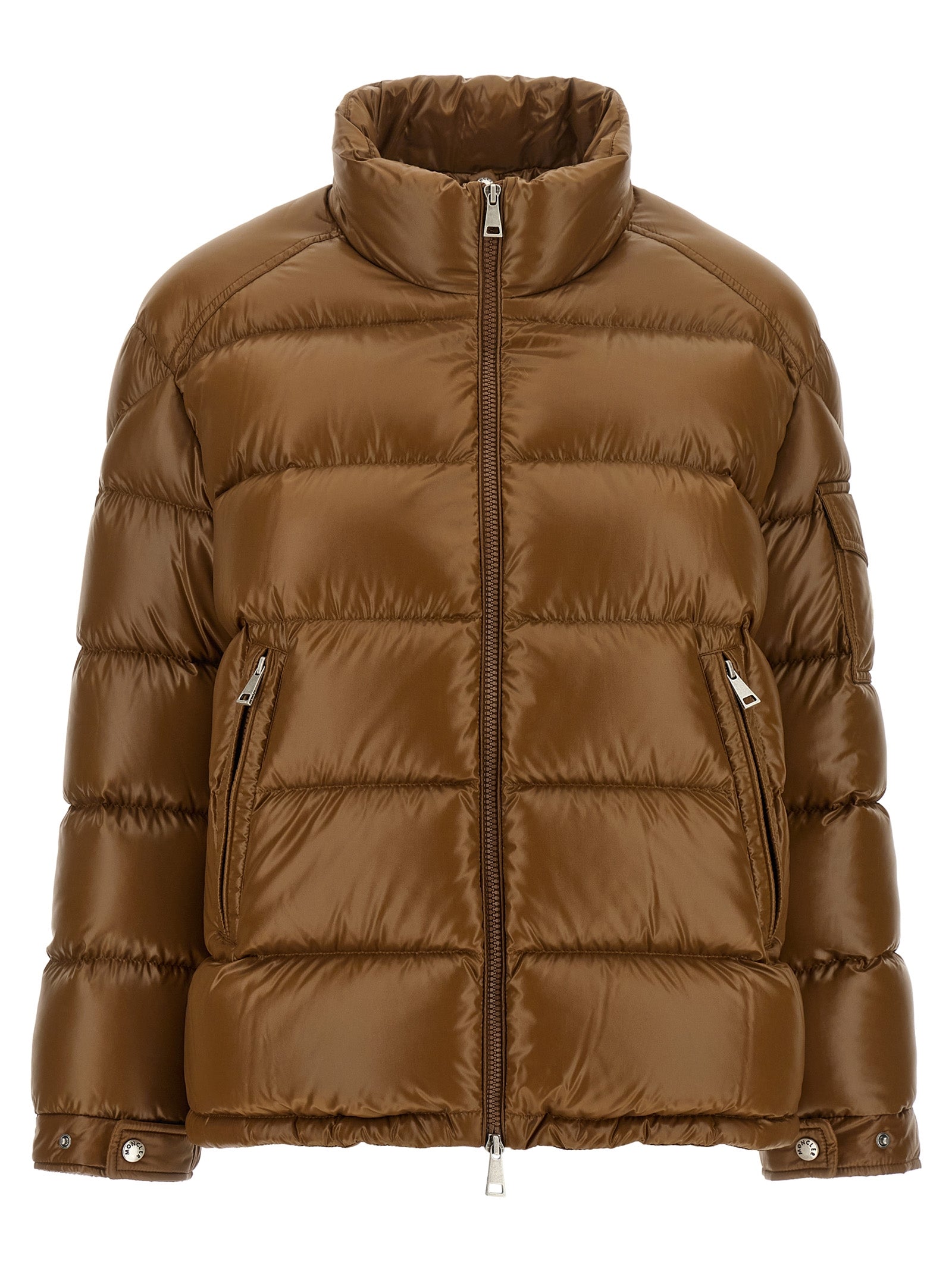 Moncler Braune Polyamid-Jacke in voller Länge