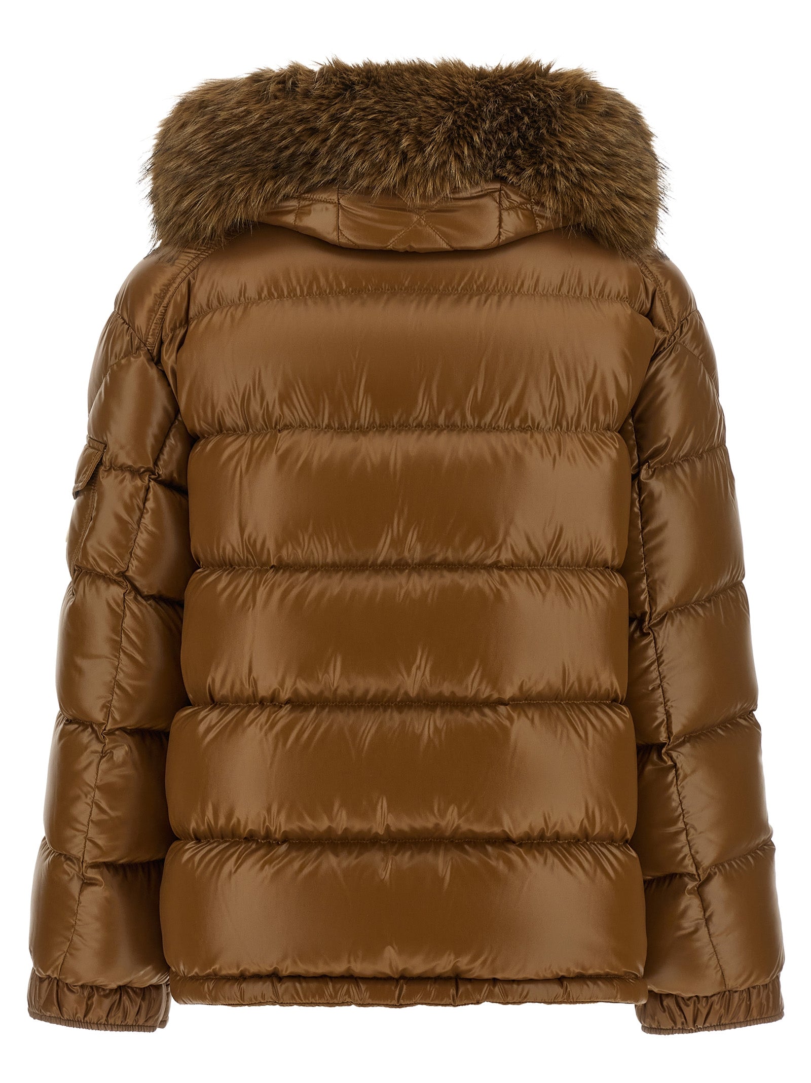 Moncler Braune Polyamid-Jacke in voller Länge