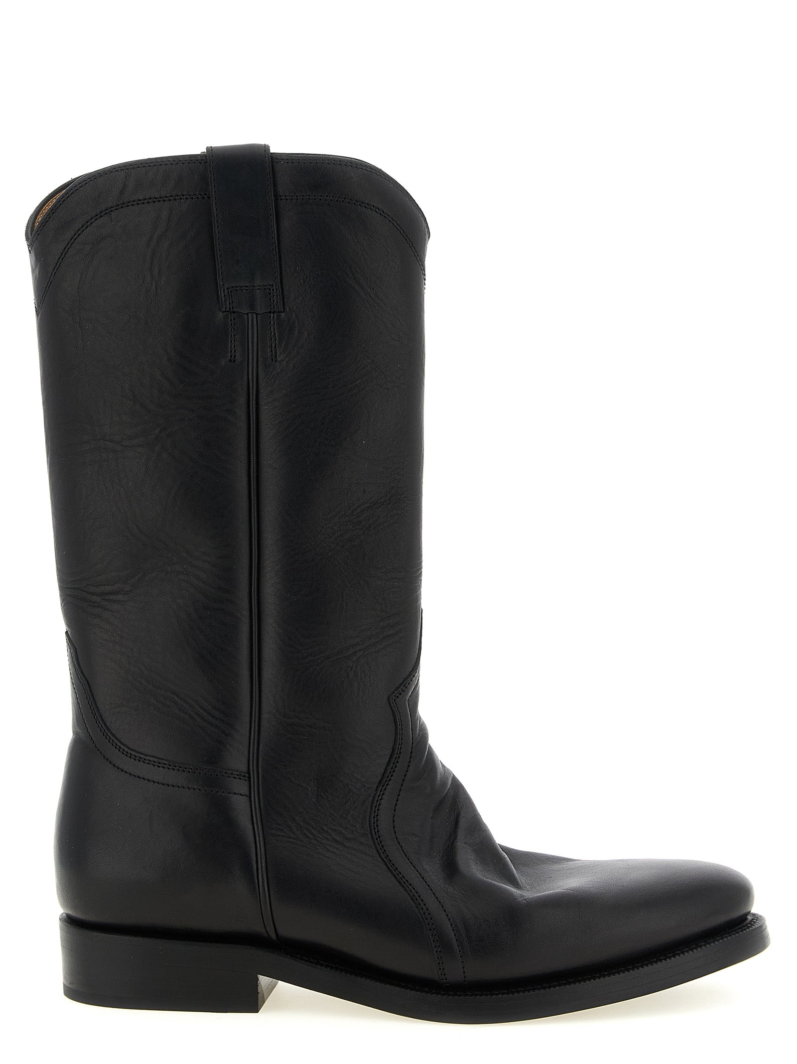 Jil Sander Schwarzes Kalbsleder Over-the-Knee