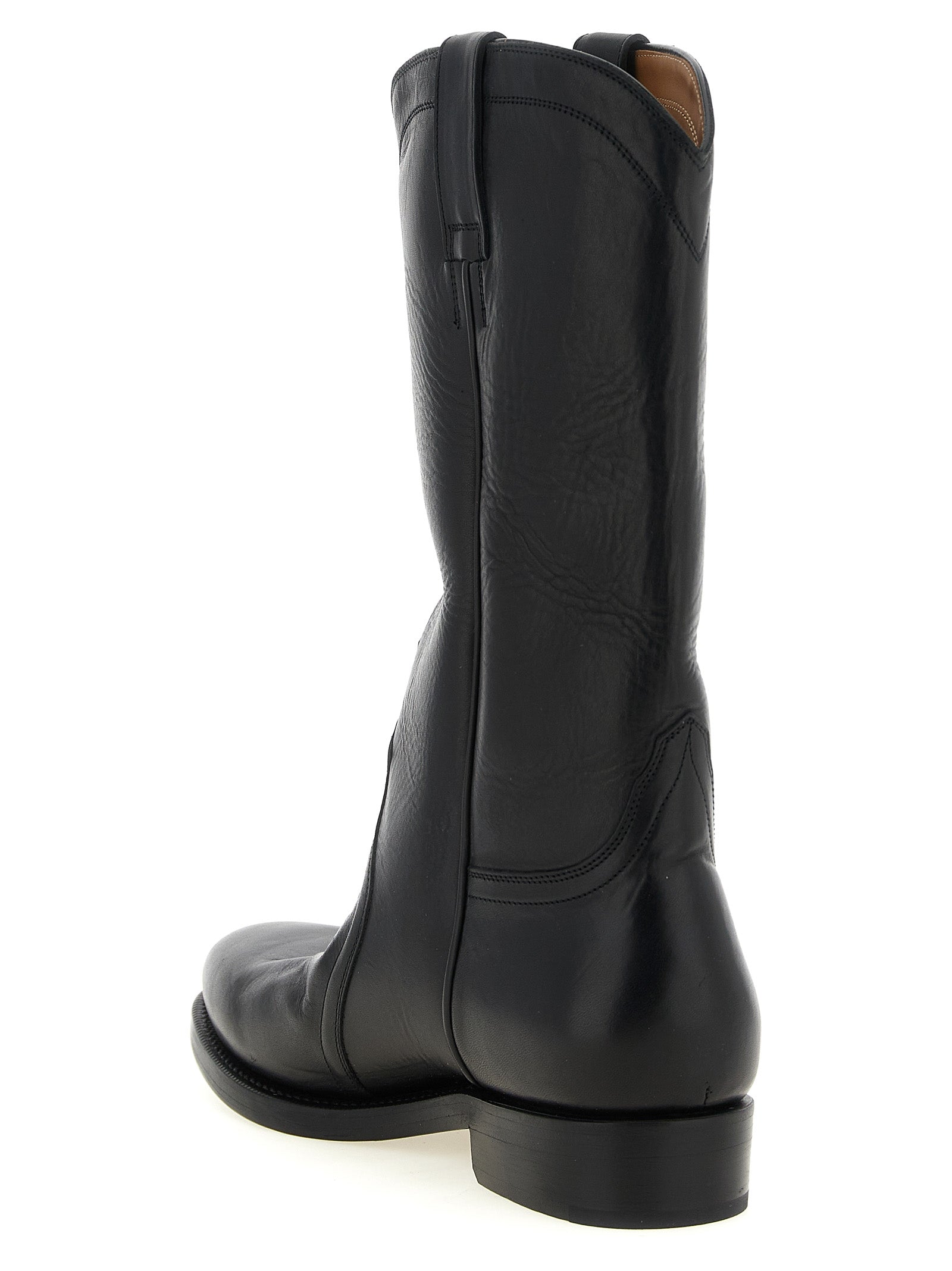 Jil Sander Schwarzes Kalbsleder Over-the-Knee
