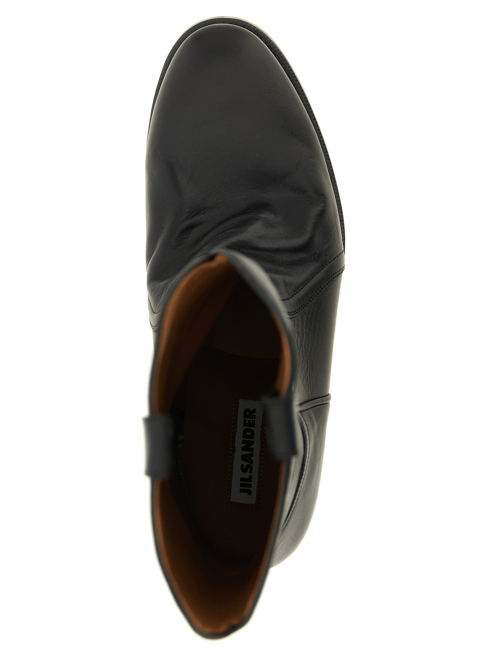 Jil Sander Schwarzes Kalbsleder Over-the-Knee