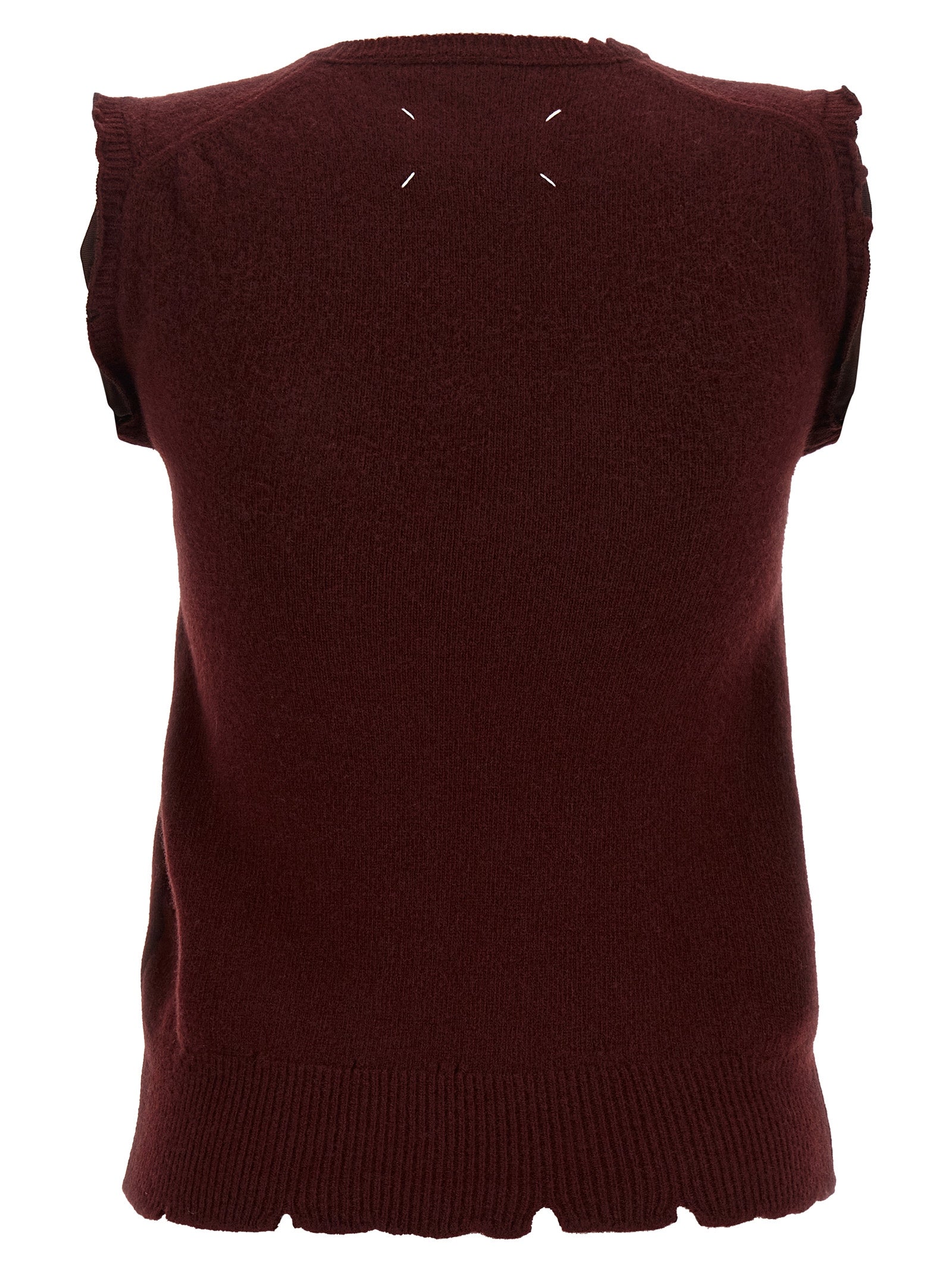Maison Margiela Ärmellose Jacke aus bordeauxroter Schurwolle