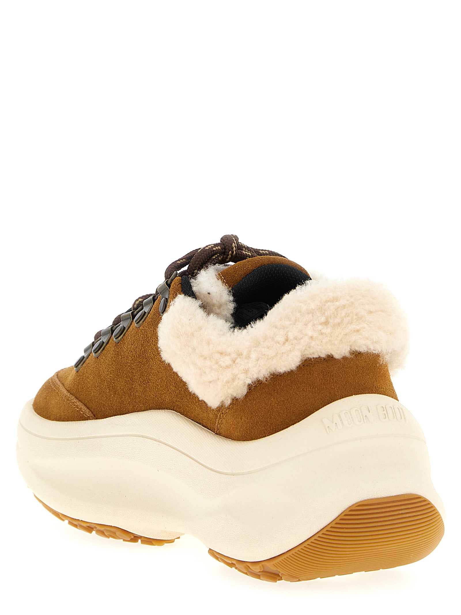 Moon Boot Beige Leder Chunky Sneaker