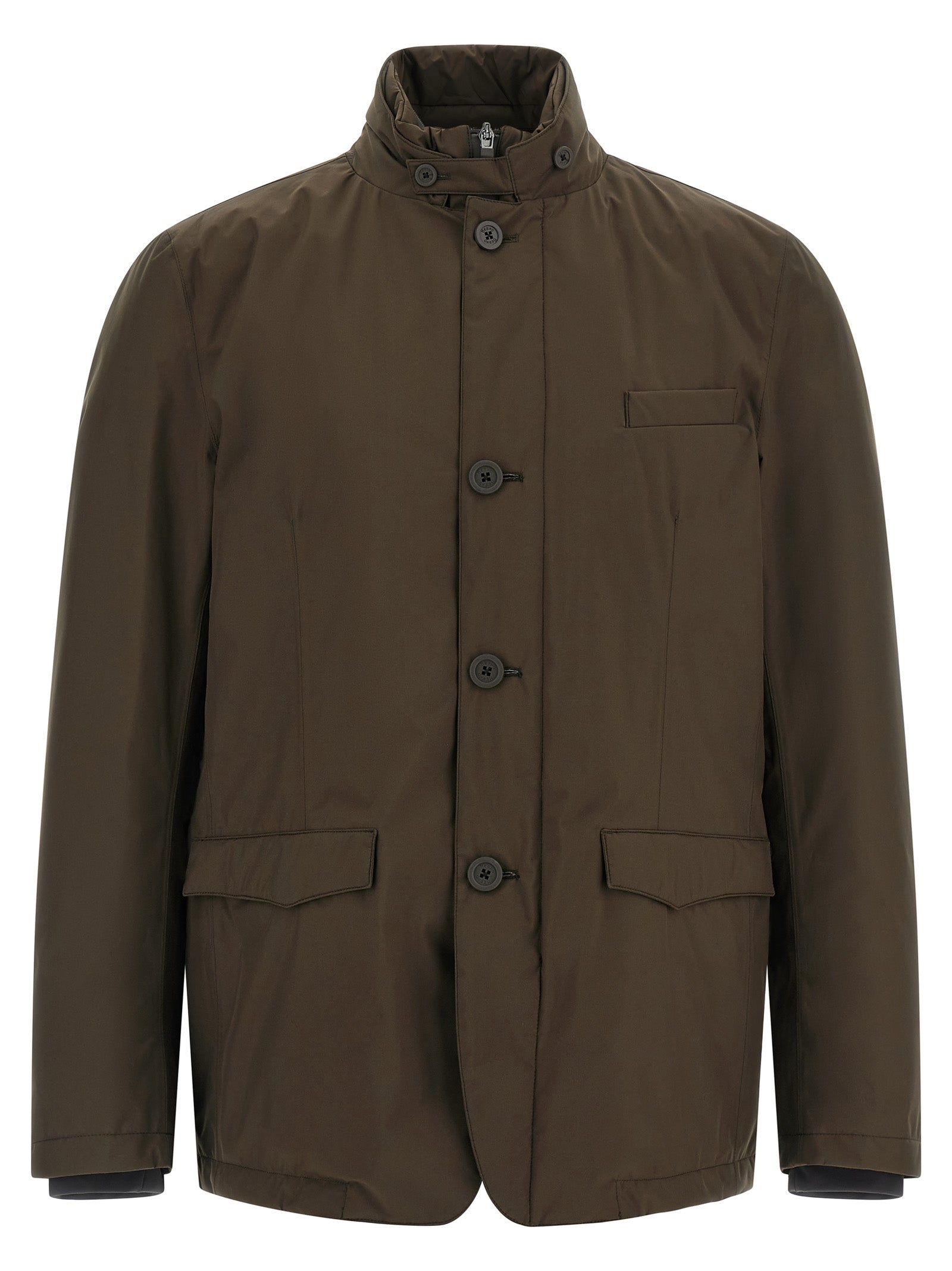 Herno Braune Polyester-Jacke in voller Länge