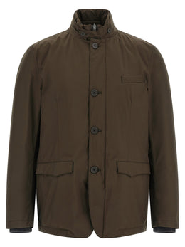 Herno Braune Polyester-Jacke in voller Länge