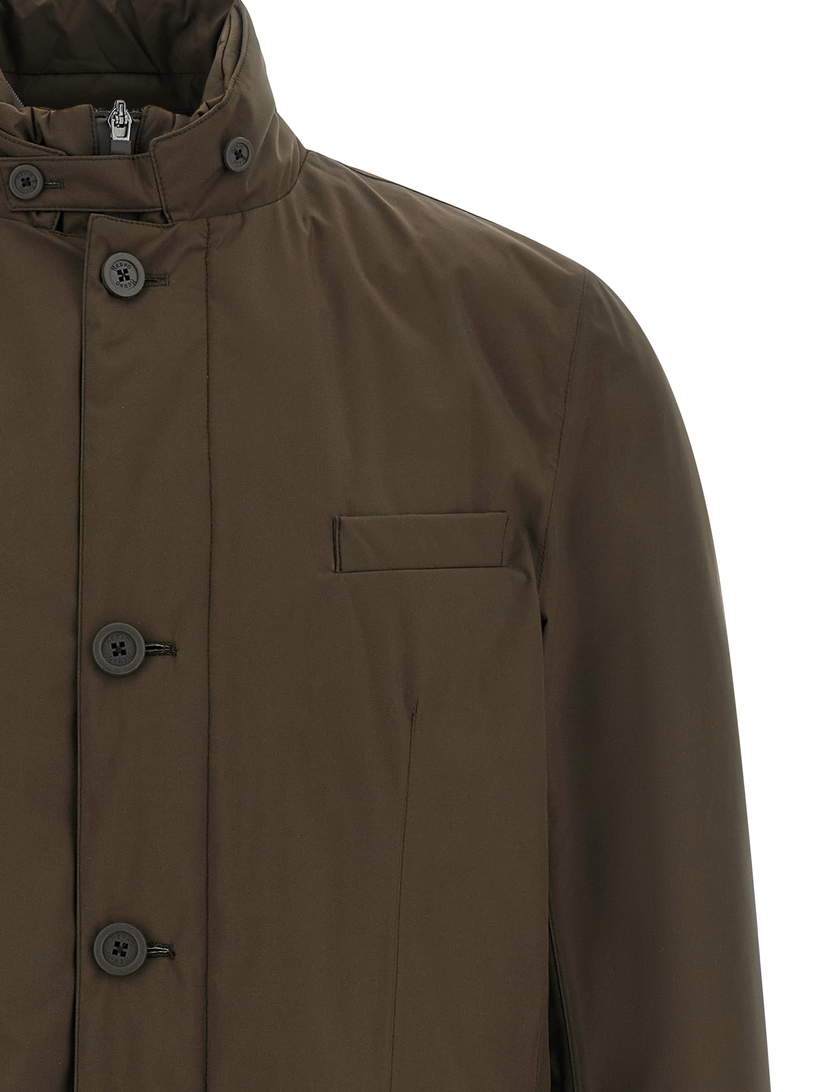Herno Braune Polyester-Jacke in voller Länge