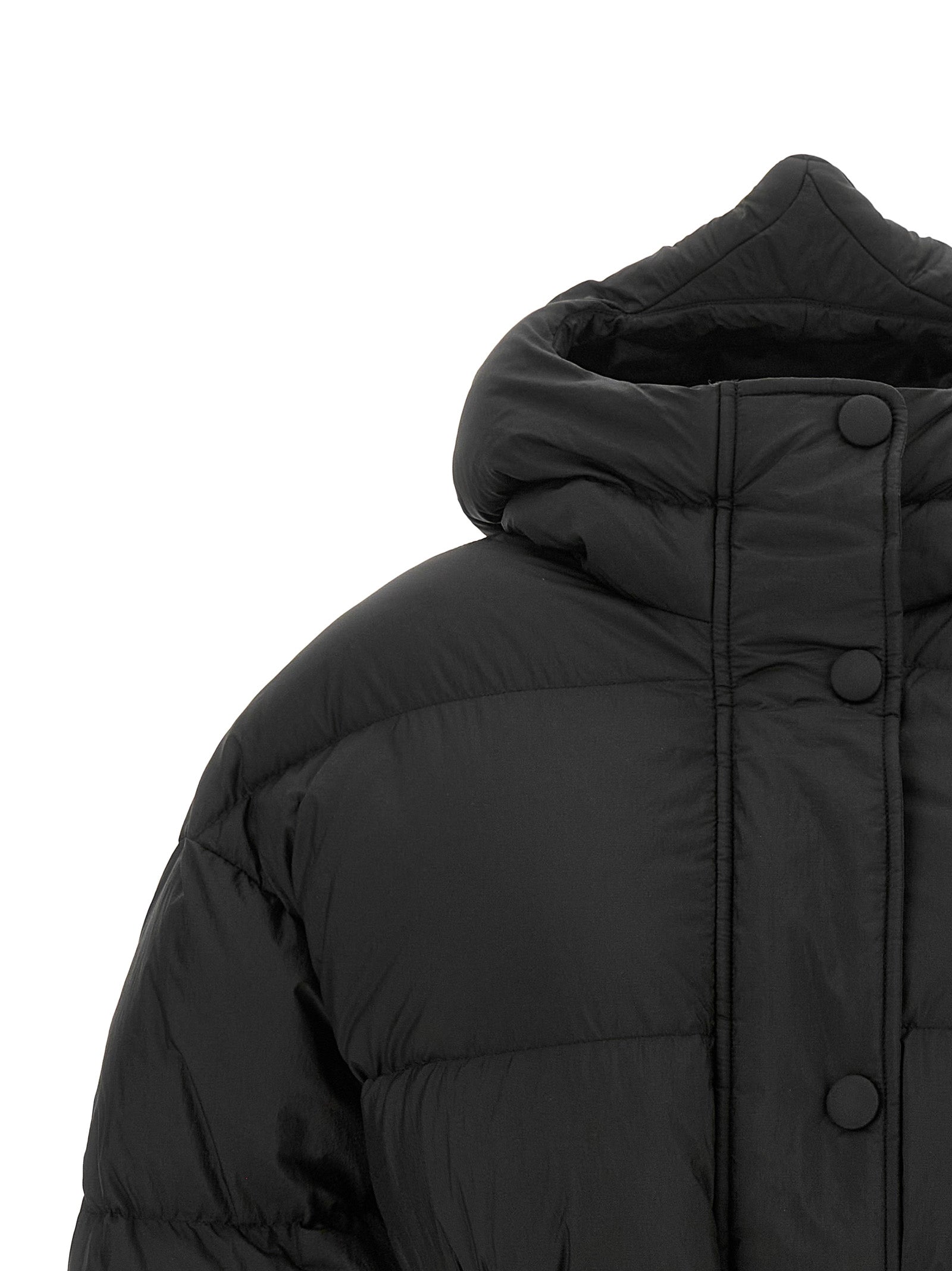 IENKI IENKI Schwarze Nylon-Jacke in voller Länge