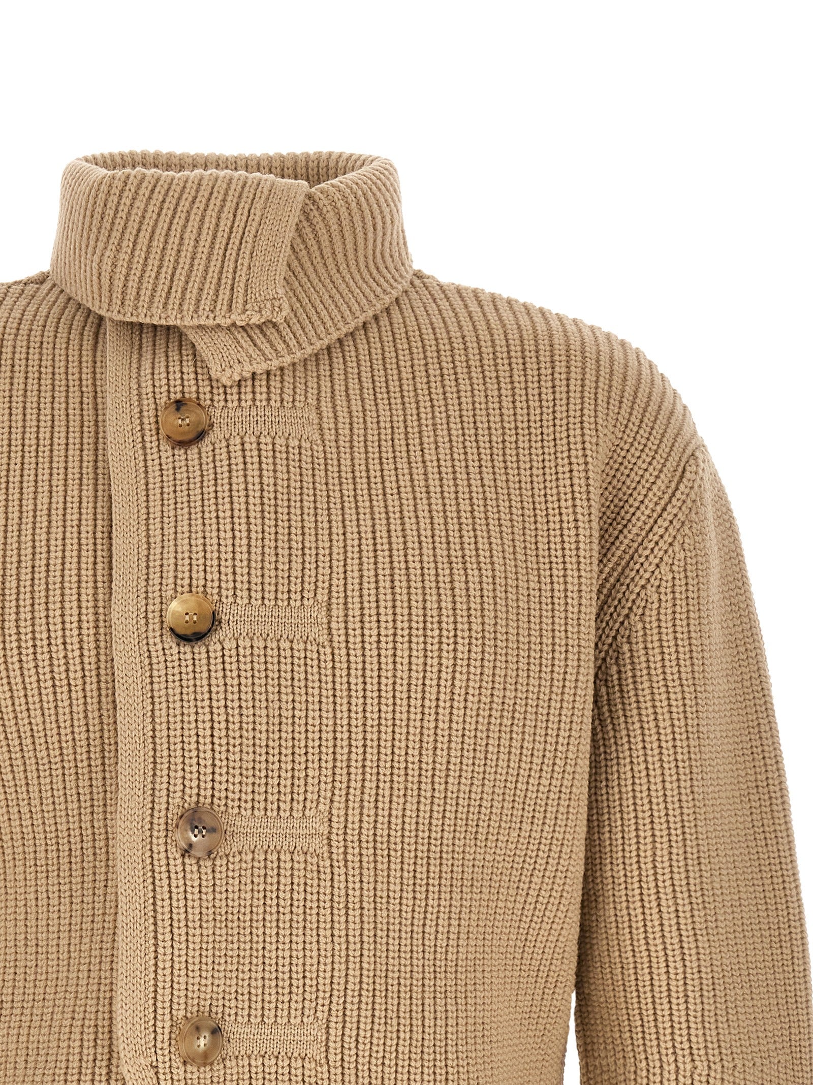 Dries Van Noten Beige Wollstrickjacke