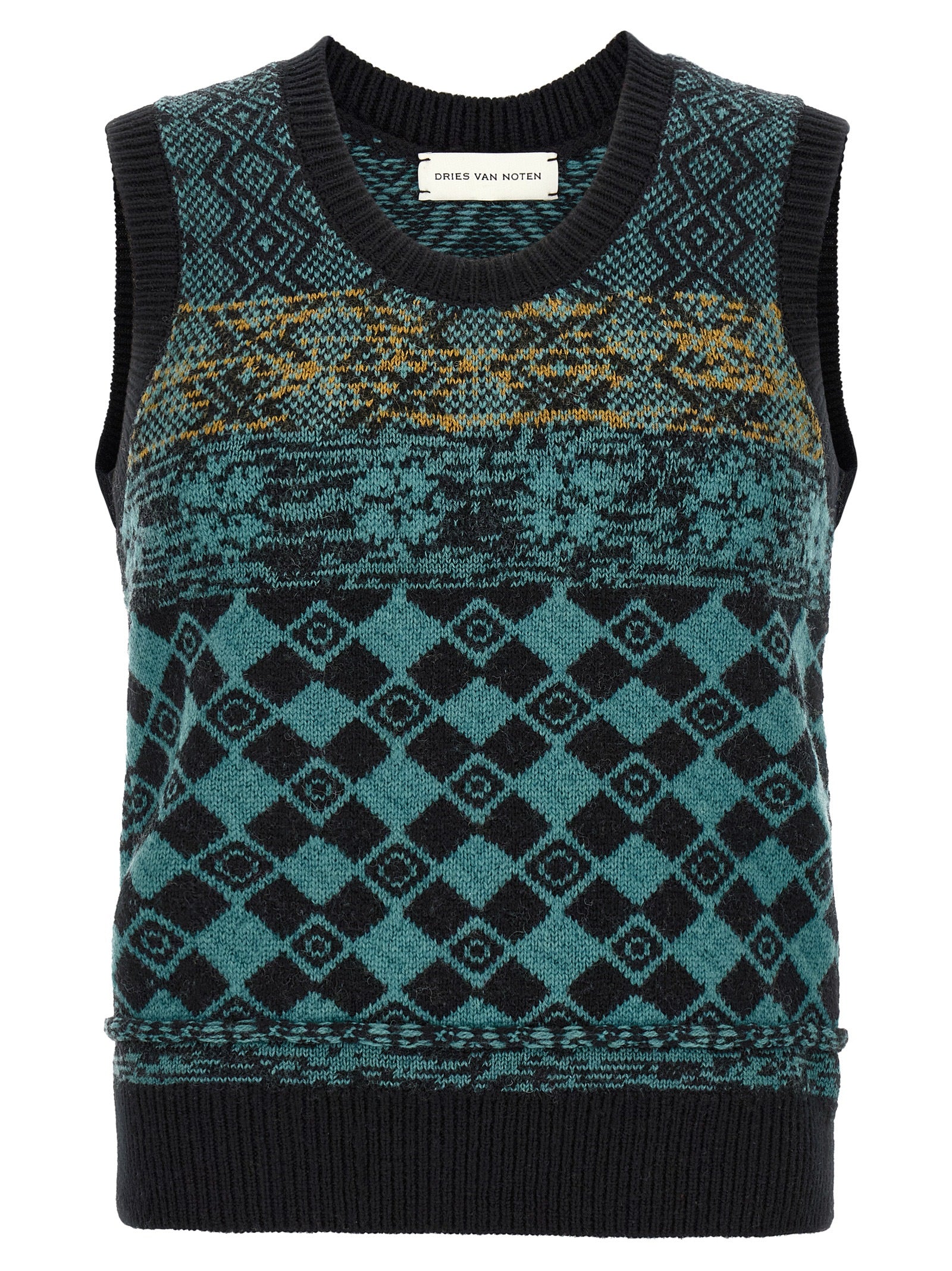 Dries Van Noten Mehrfarbige Wollstrickjacke