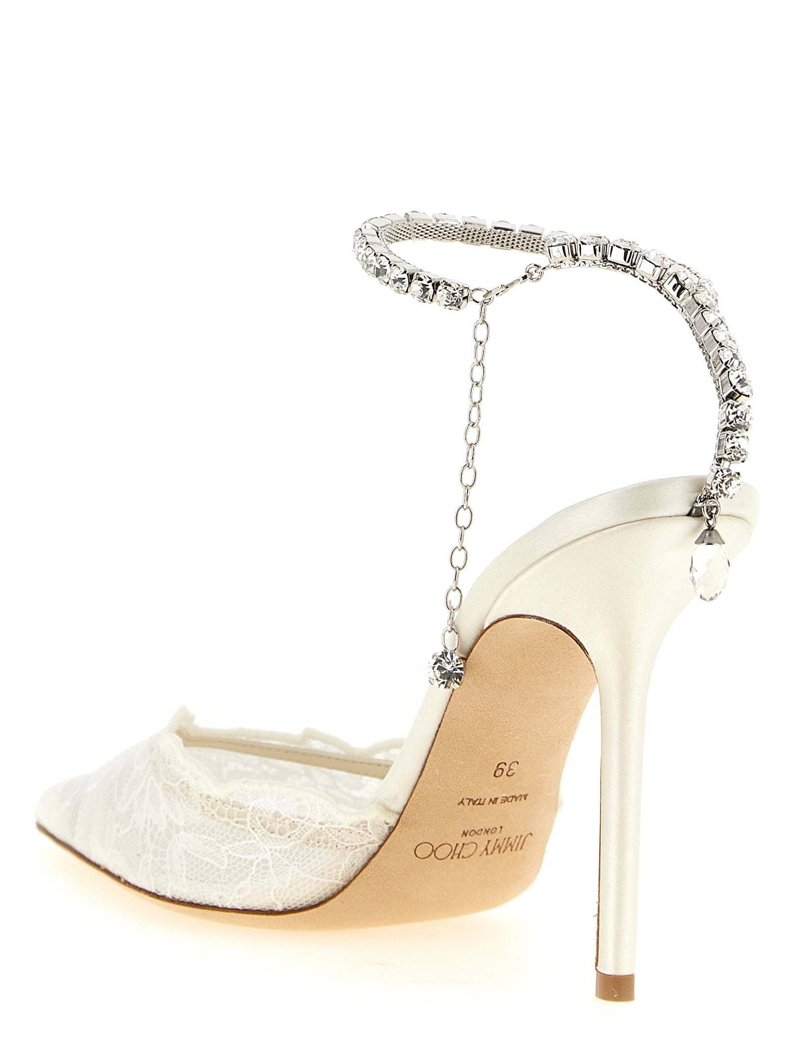 Jimmy Choo Weiße Tencel-Pumps mit hohem Absatz