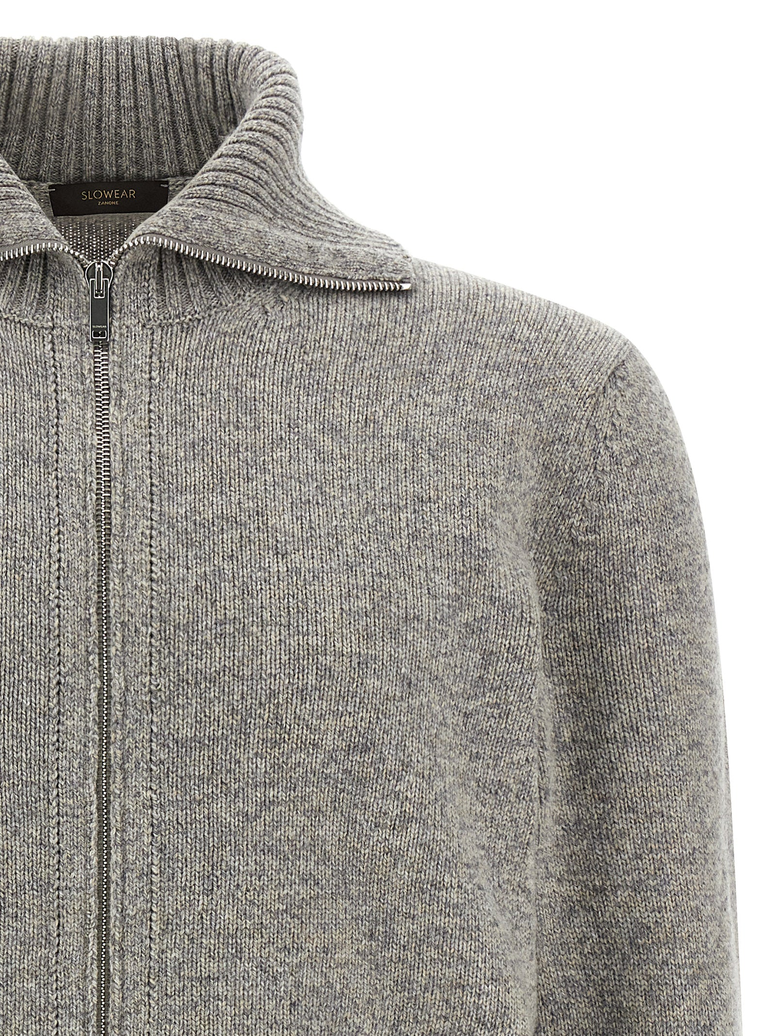 ZANONE Grauer Cardigan aus reiner Schurwolle