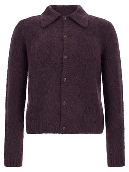 Dries Van Noten Lila Wollstrickjacke