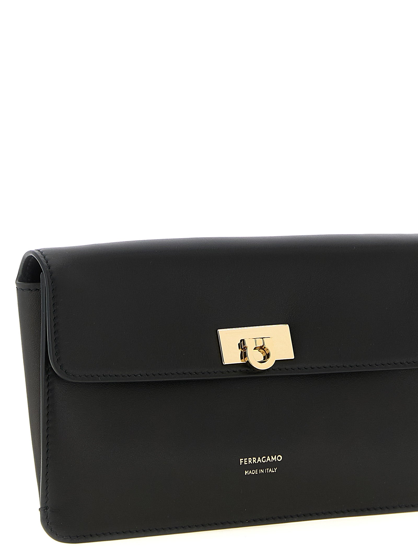 Ferragamo Schwarze Kalbsleder-Clutch