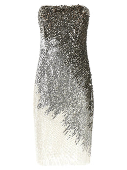 Elisabetta Franchi Midi-Kleid aus silbernem Polyamid