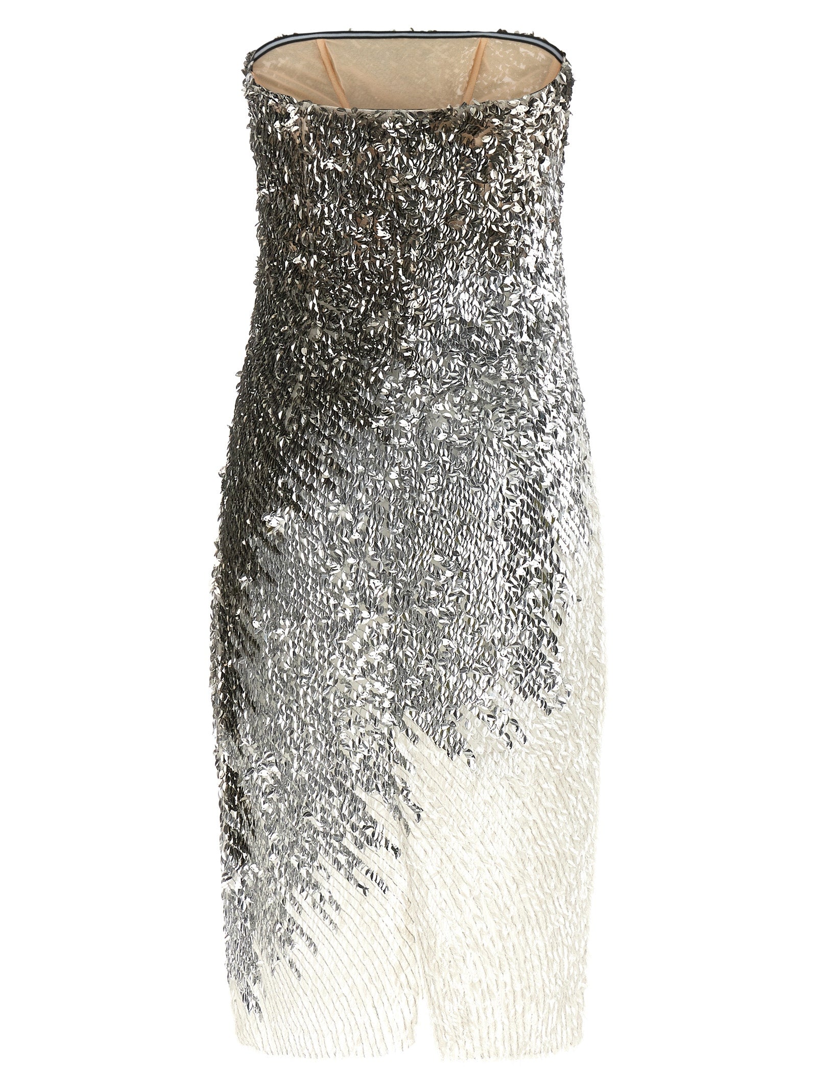 Elisabetta Franchi Midi-Kleid aus silbernem Polyamid
