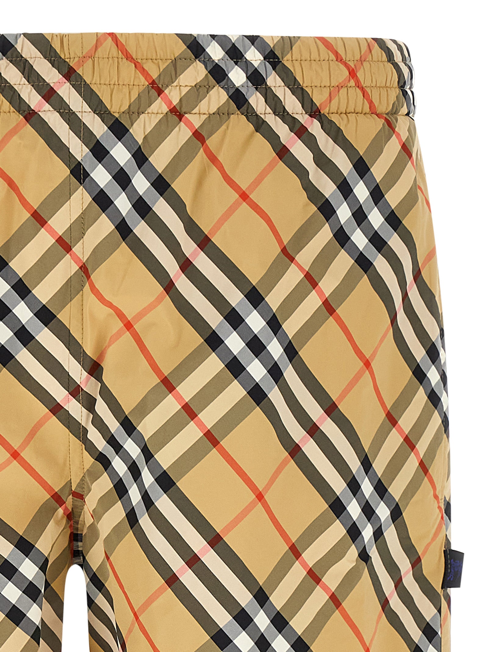 Burberry Beigefarbene Badeshorts aus Polyamid