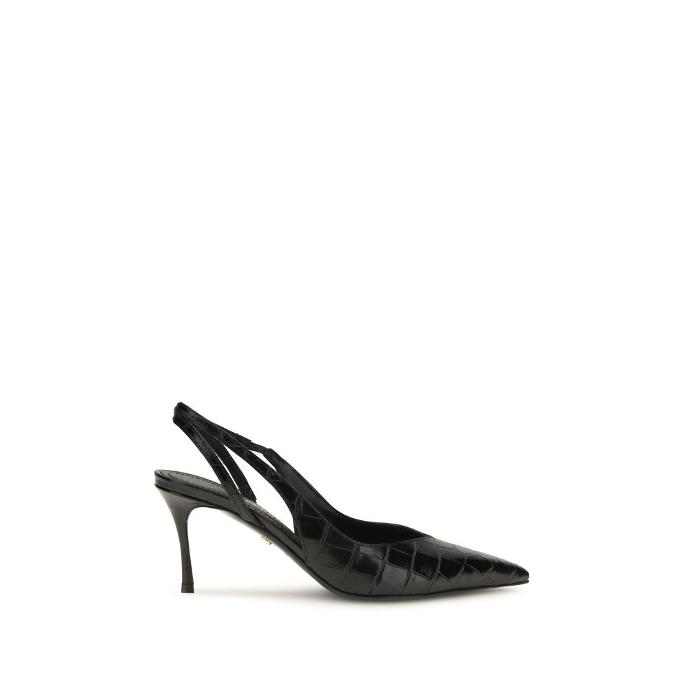 Ferragamo Schwarze Pumps aus Kalbsleder Bos Taurus mit hohem Absatz