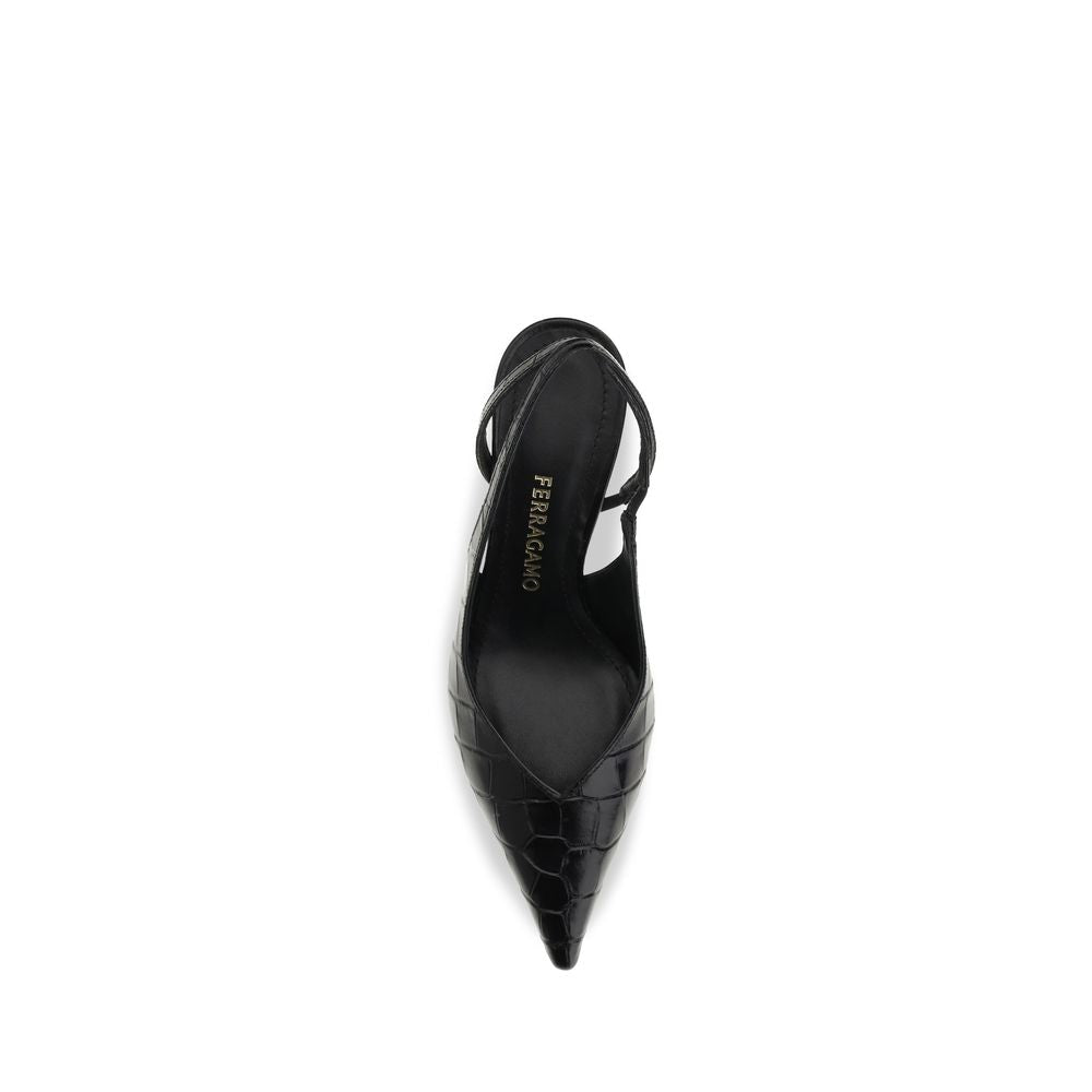 Ferragamo Schwarze Pumps aus Kalbsleder Bos Taurus mit hohem Absatz