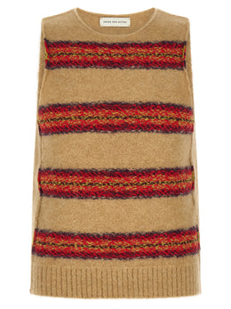 Dries Van Noten Ärmelloser Pullover aus beigem Wollgemisch