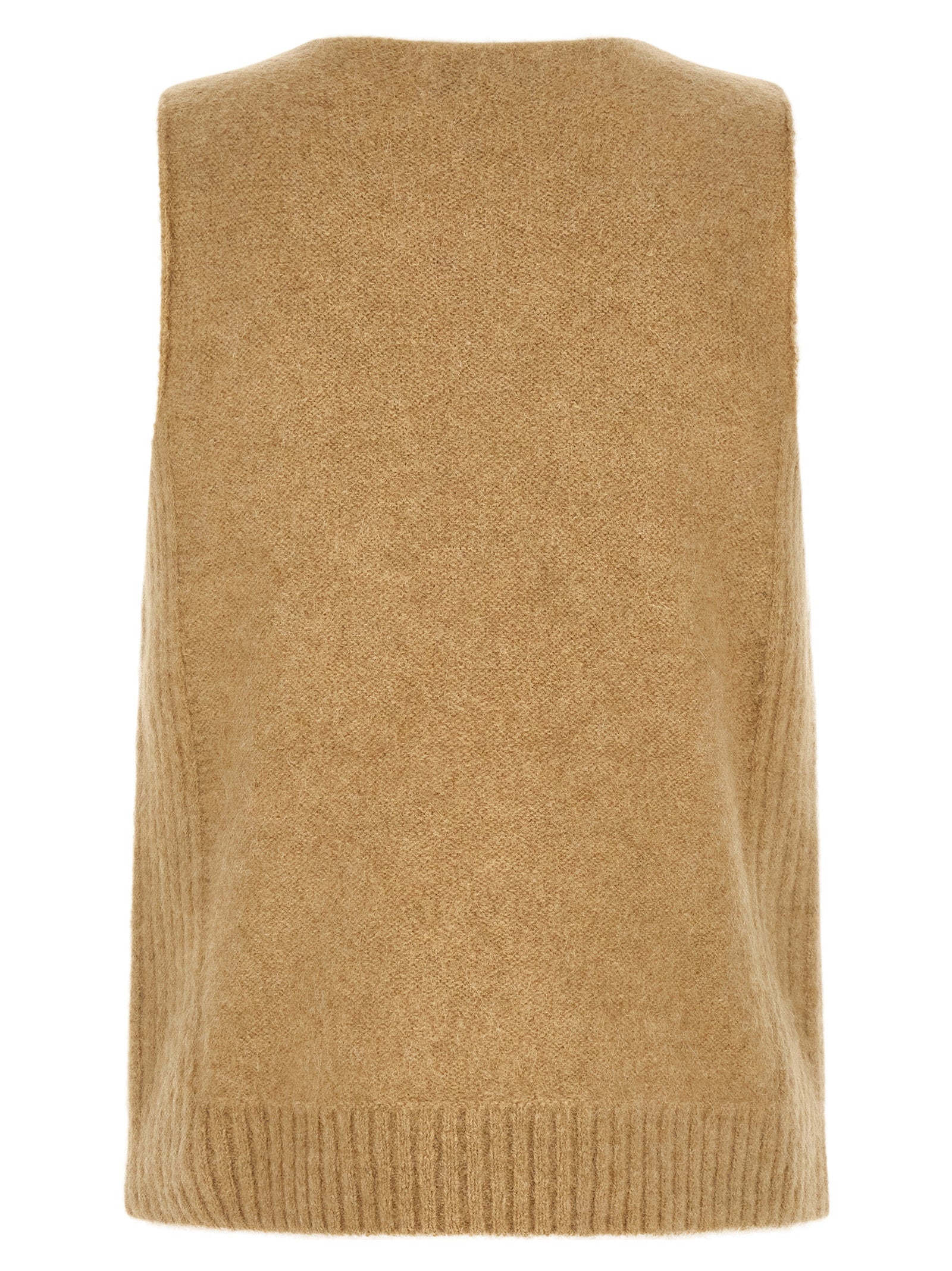 Dries Van Noten Ärmelloser Pullover aus beigem Wollgemisch