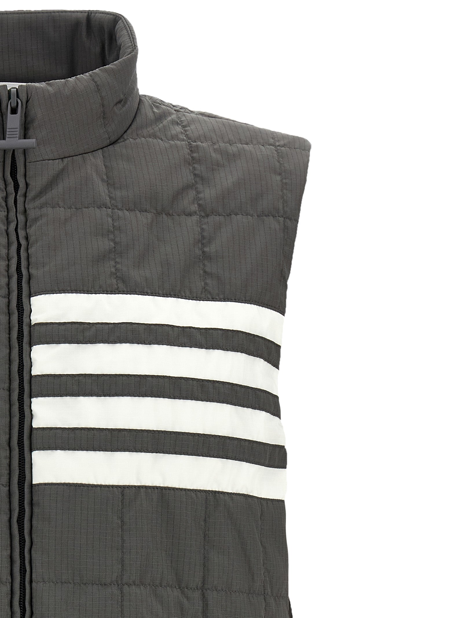 Thom Browne Graue ärmellose Jacke aus Polyamid