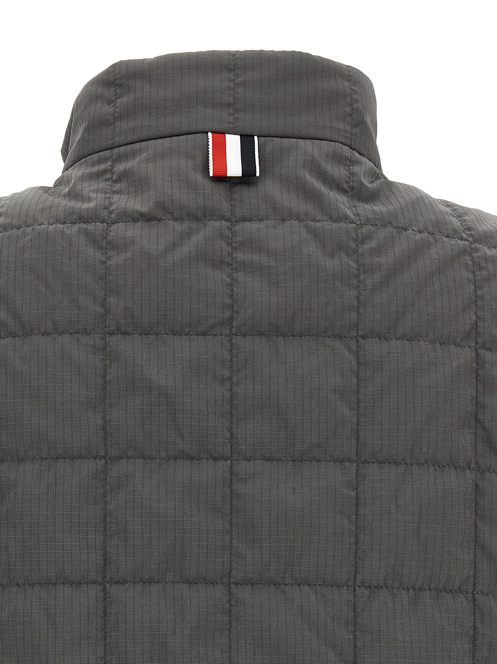 Thom Browne Graue ärmellose Jacke aus Polyamid