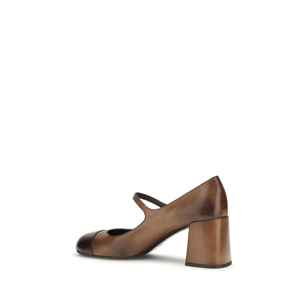 Miu Miu Braune Kalbsleder-Ballerinas Bos Taurus