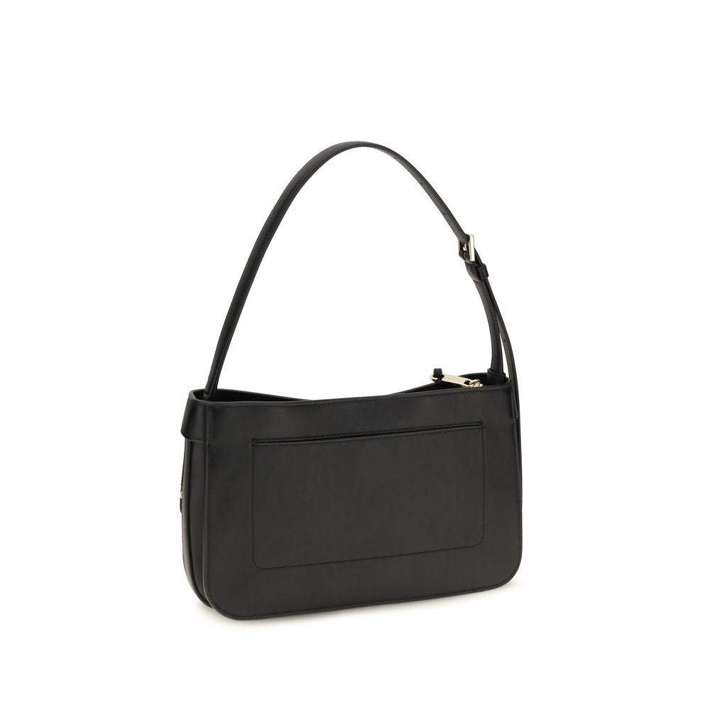 Ferragamo Schwarze Bos Taurus Kalbsleder Schultertasche