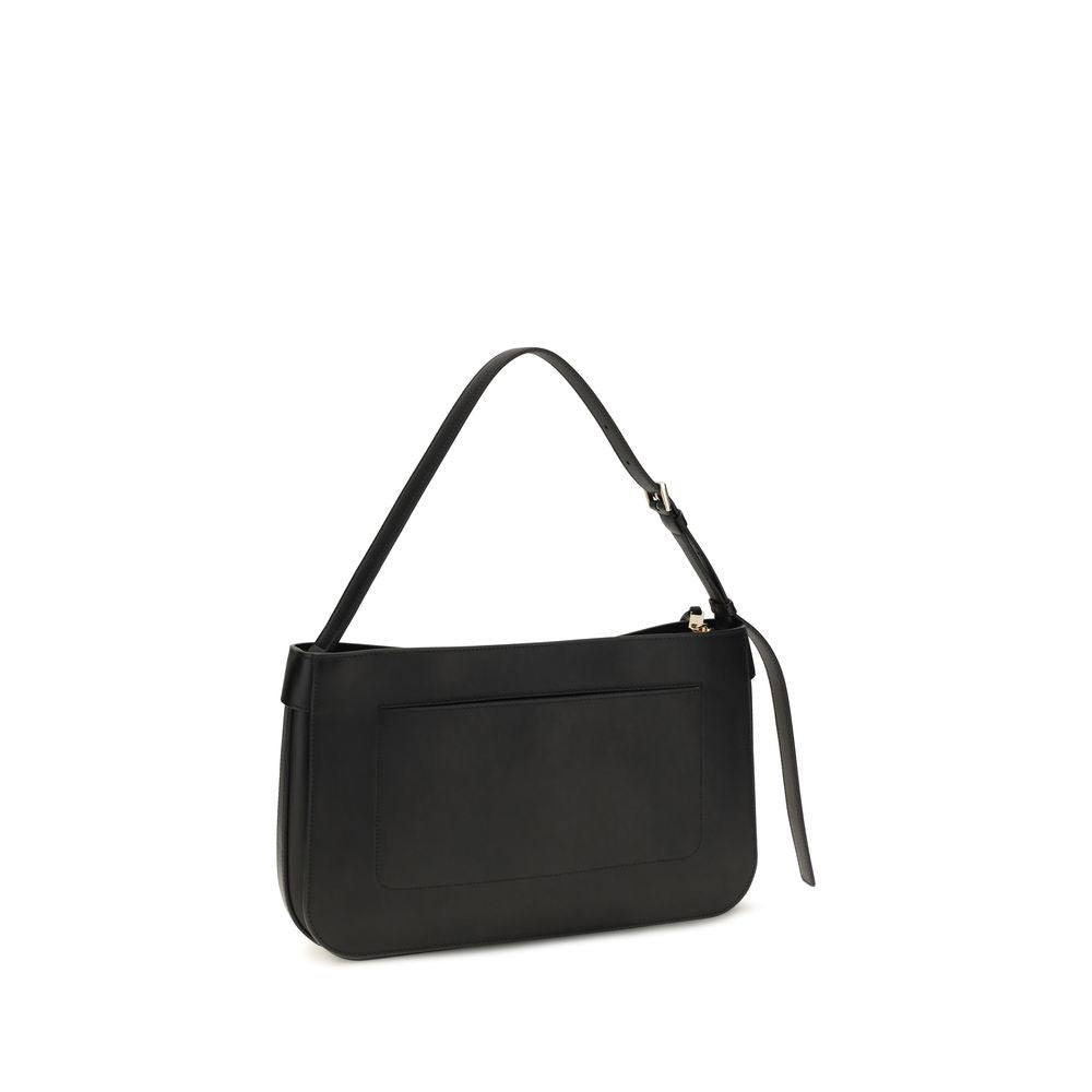 Ferragamo Schwarze Bos Taurus Kalbsleder Schultertasche