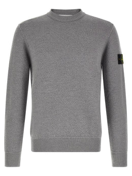 Stone Island Grauer Cardigan aus reiner Schurwolle