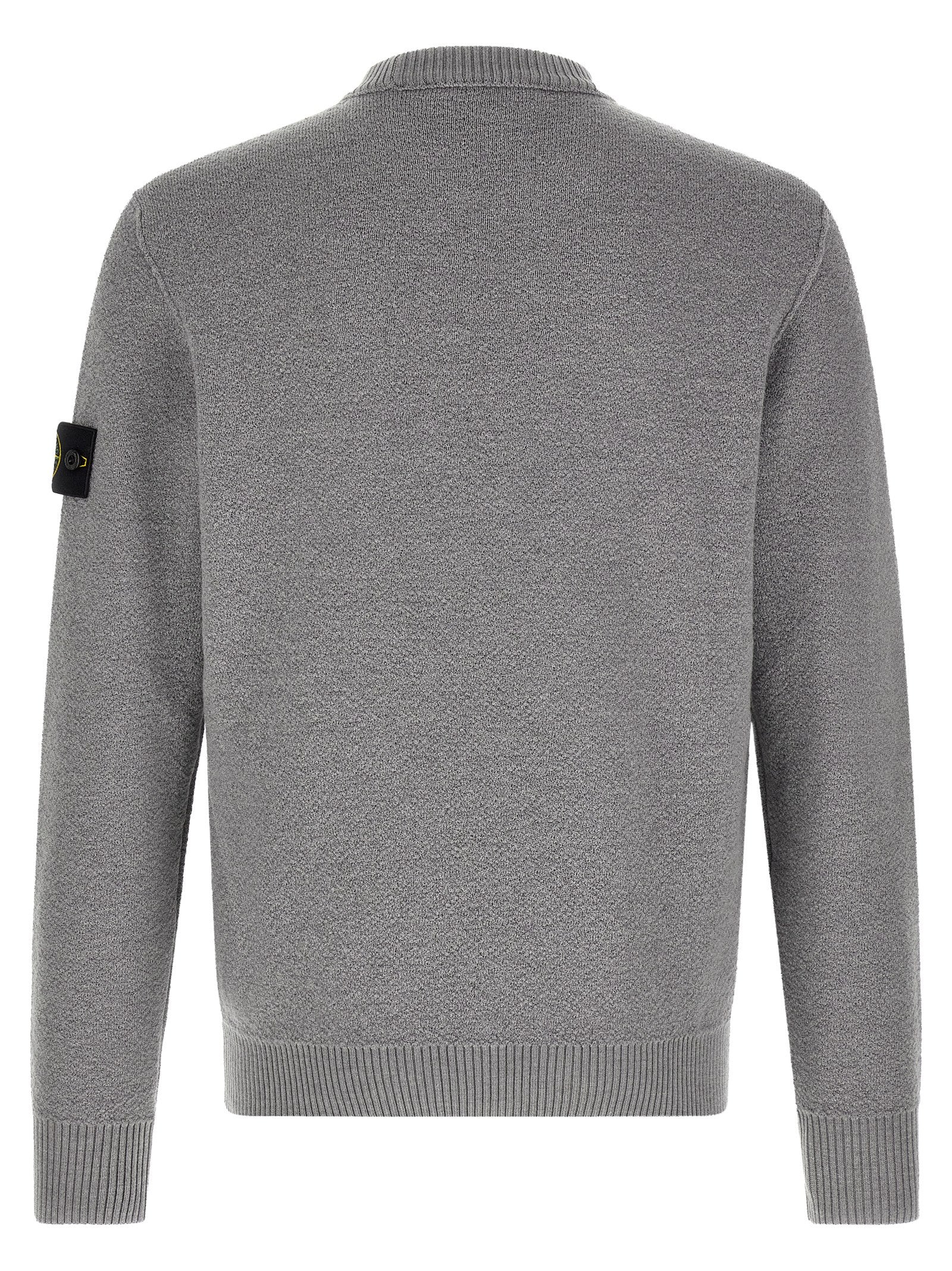 Stone Island Grauer Cardigan aus reiner Schurwolle