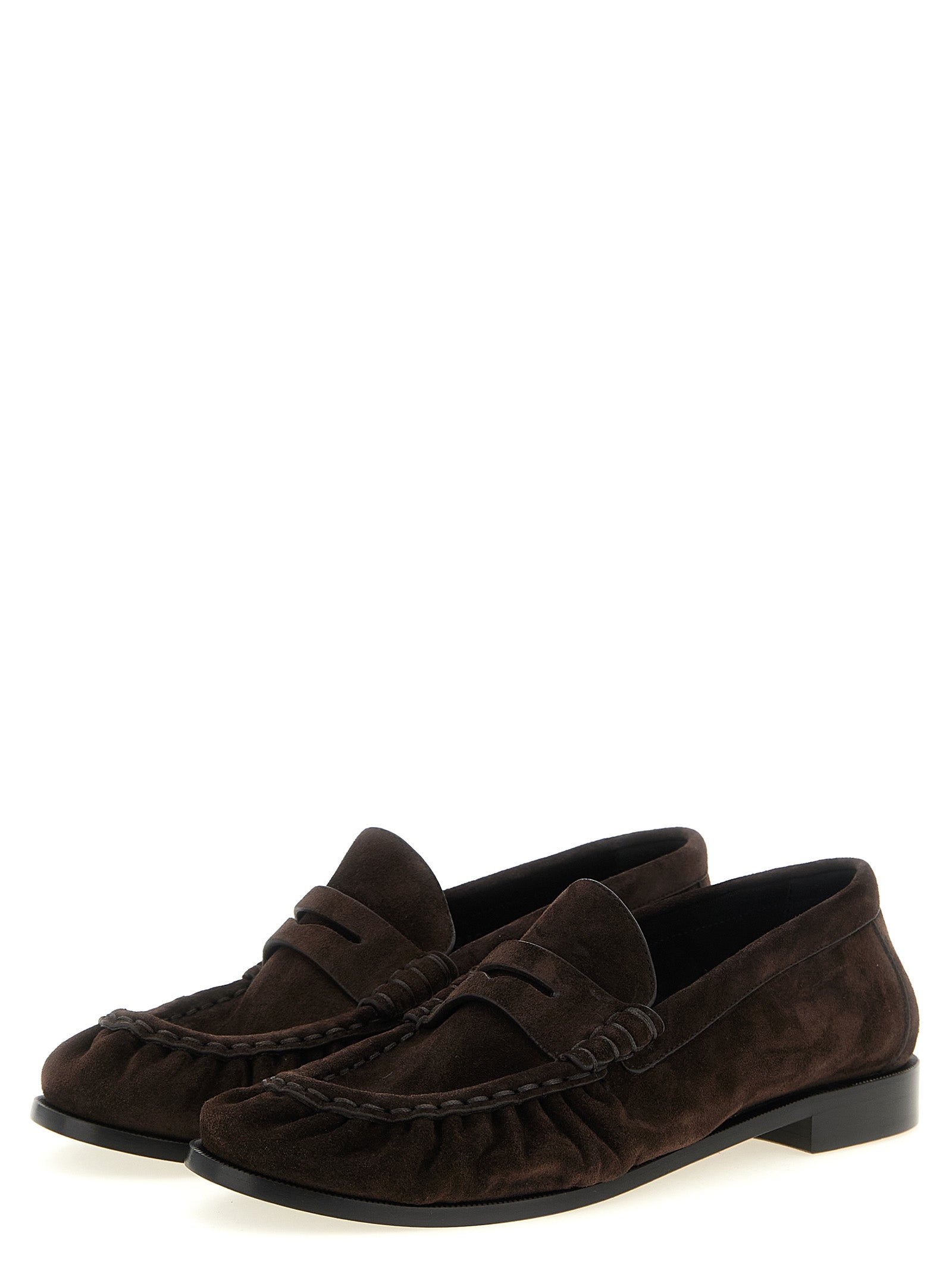 Saint Laurent Braune Kalbsleder-Slipper