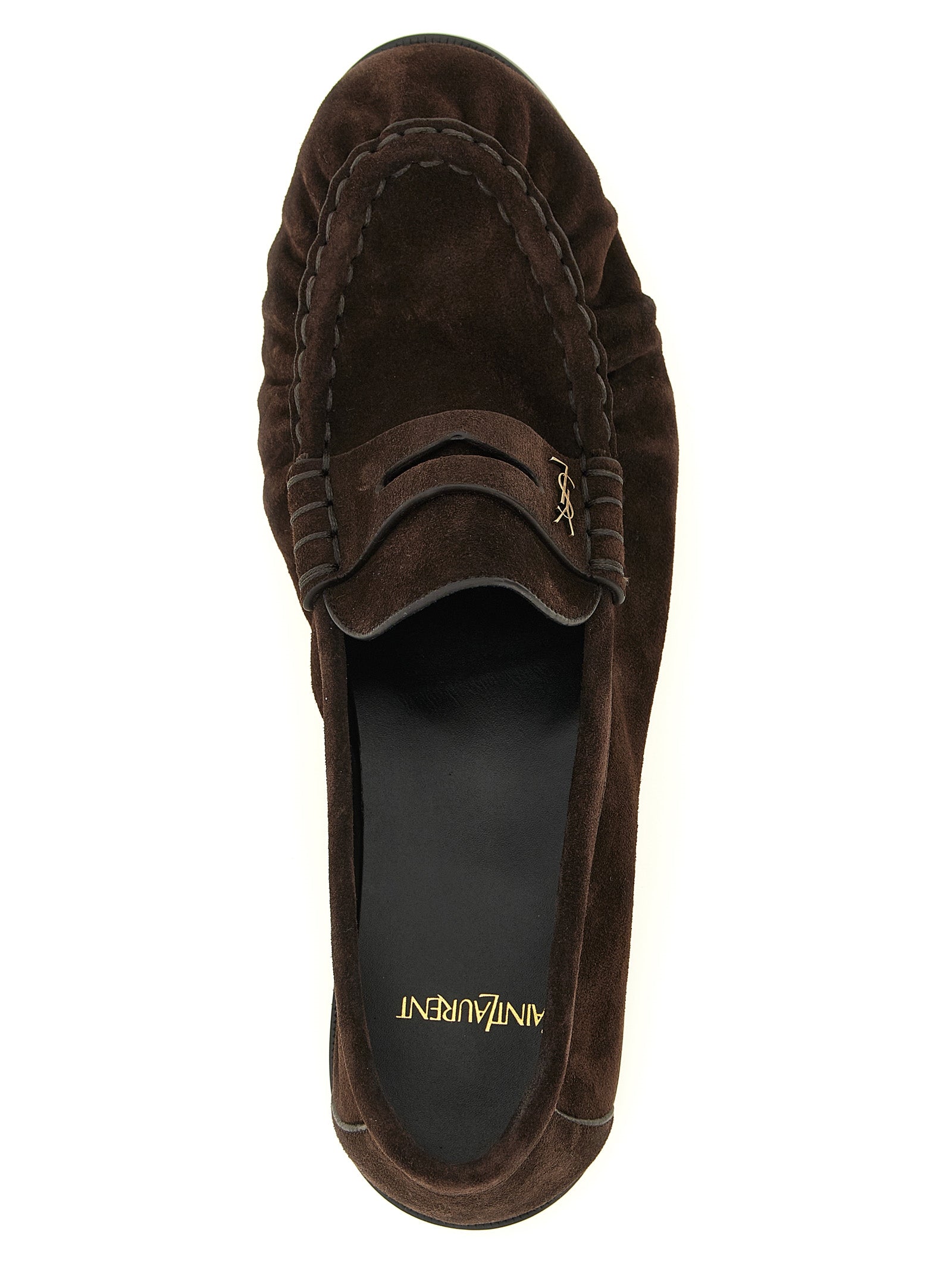 Saint Laurent Braune Kalbsleder-Slipper