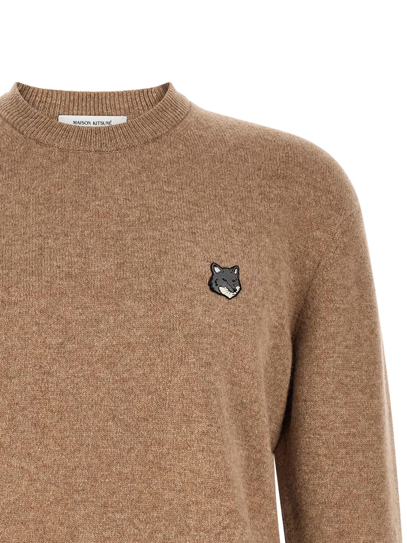 Maison Kitsuné Beige Wollstrickjacke