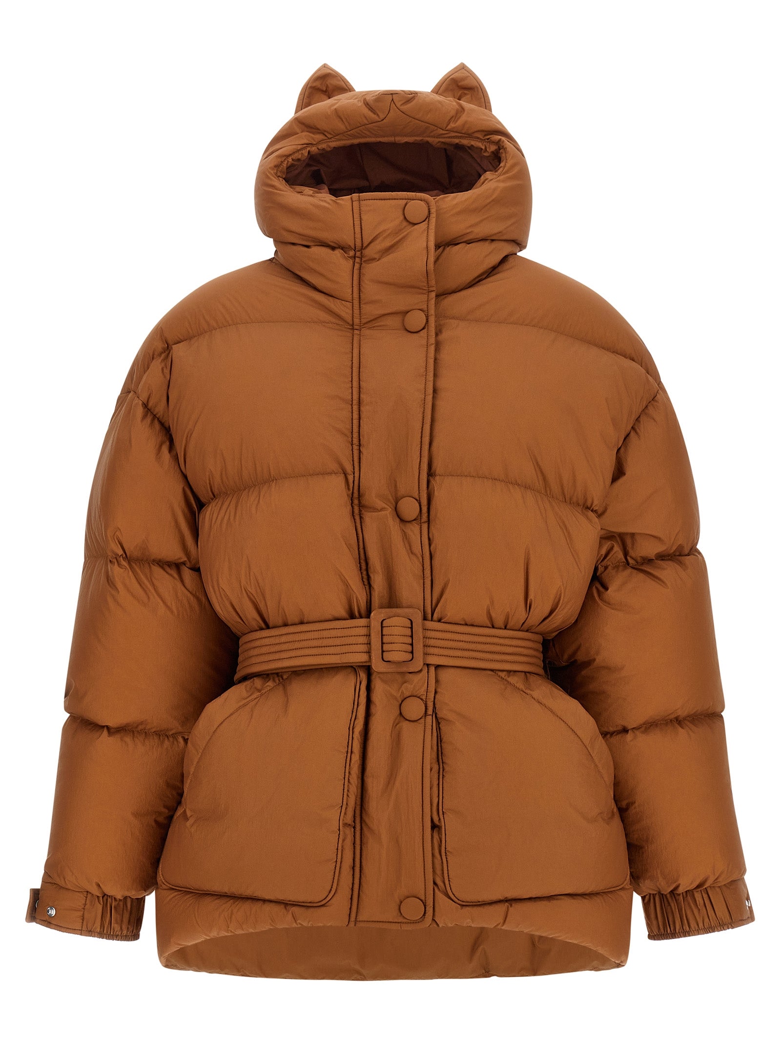 IENKI IENKI Braune Nylon-Jacke in voller Länge