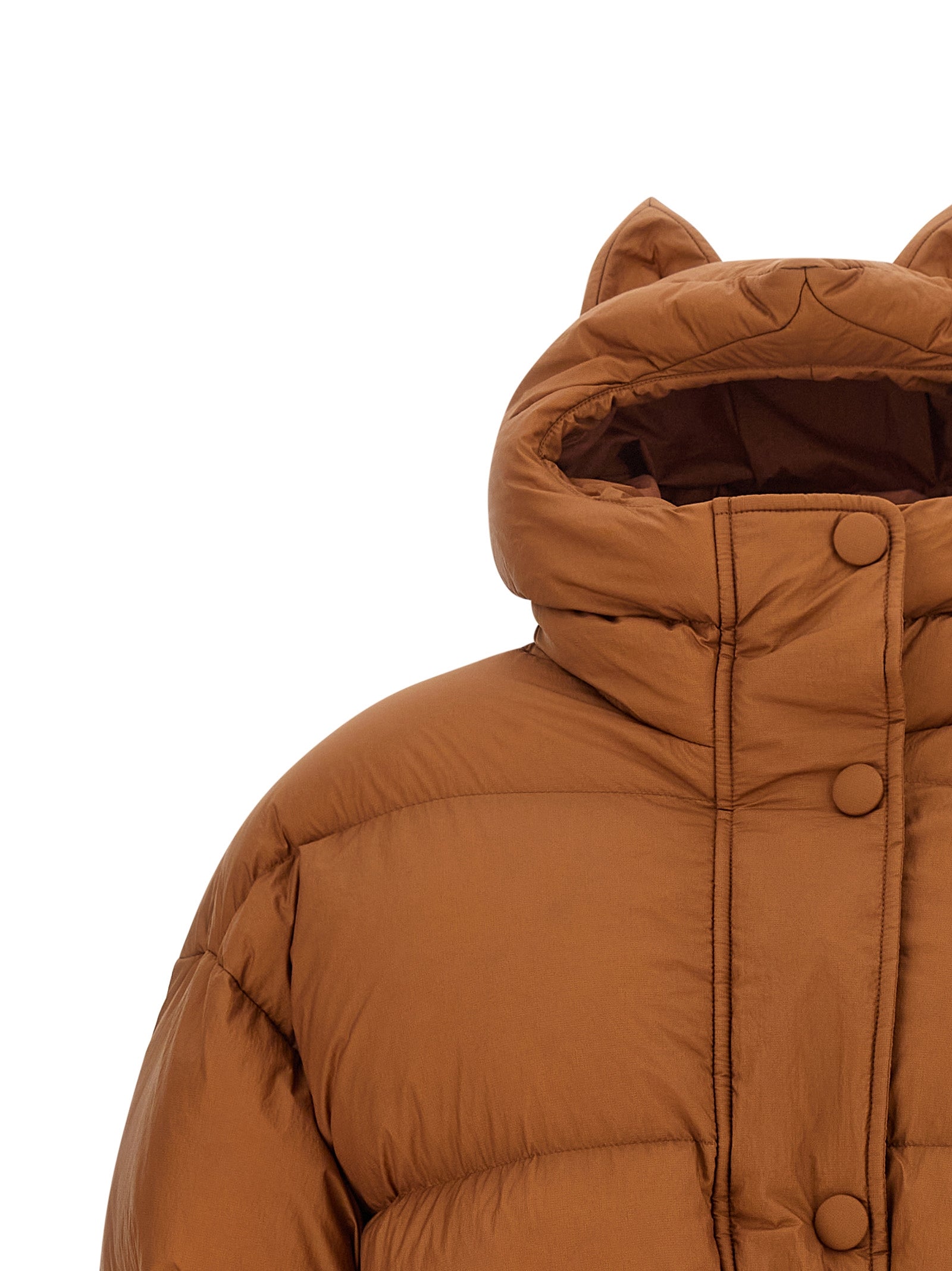 IENKI IENKI Braune Nylon-Jacke in voller Länge