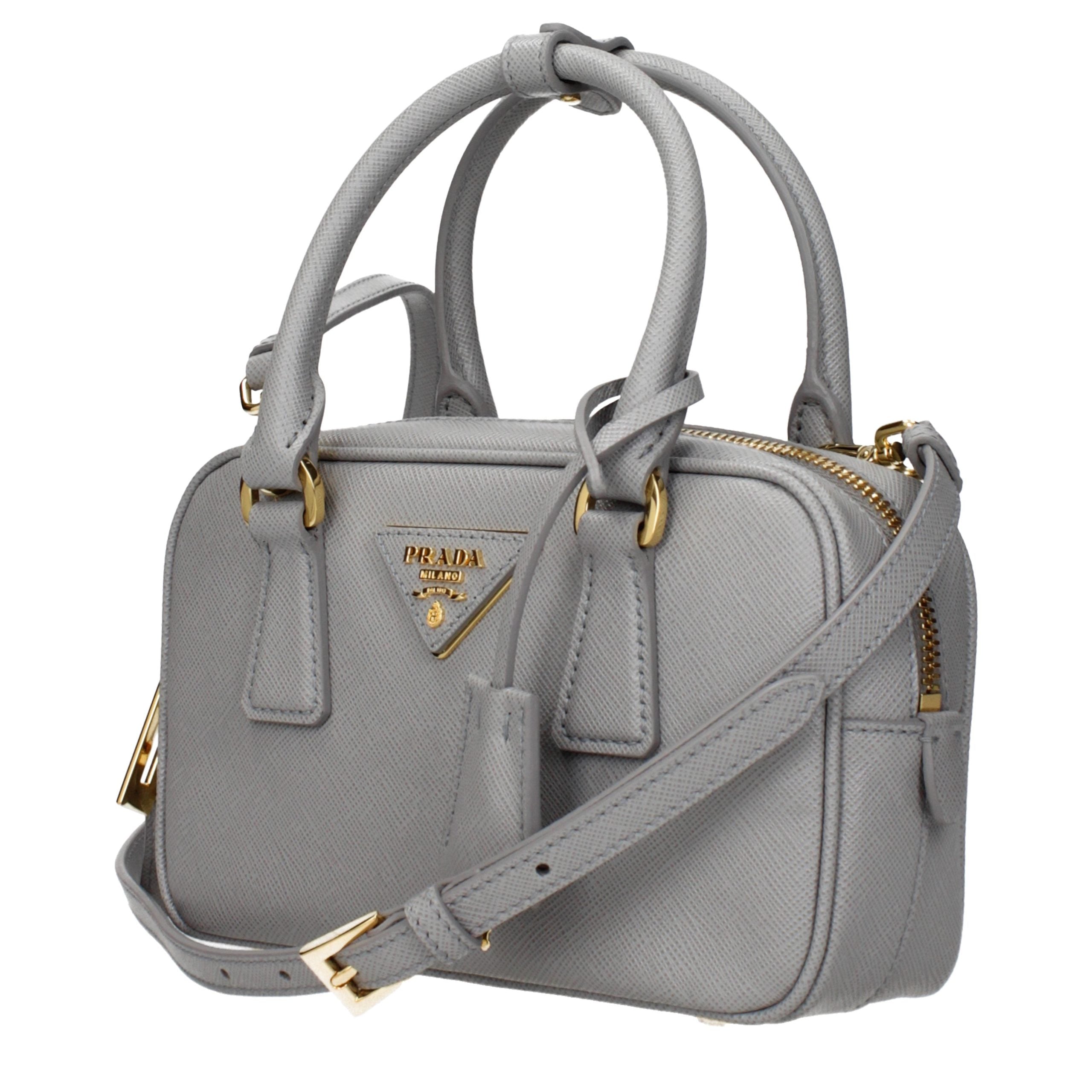 Prada Graue Lederhandtasche