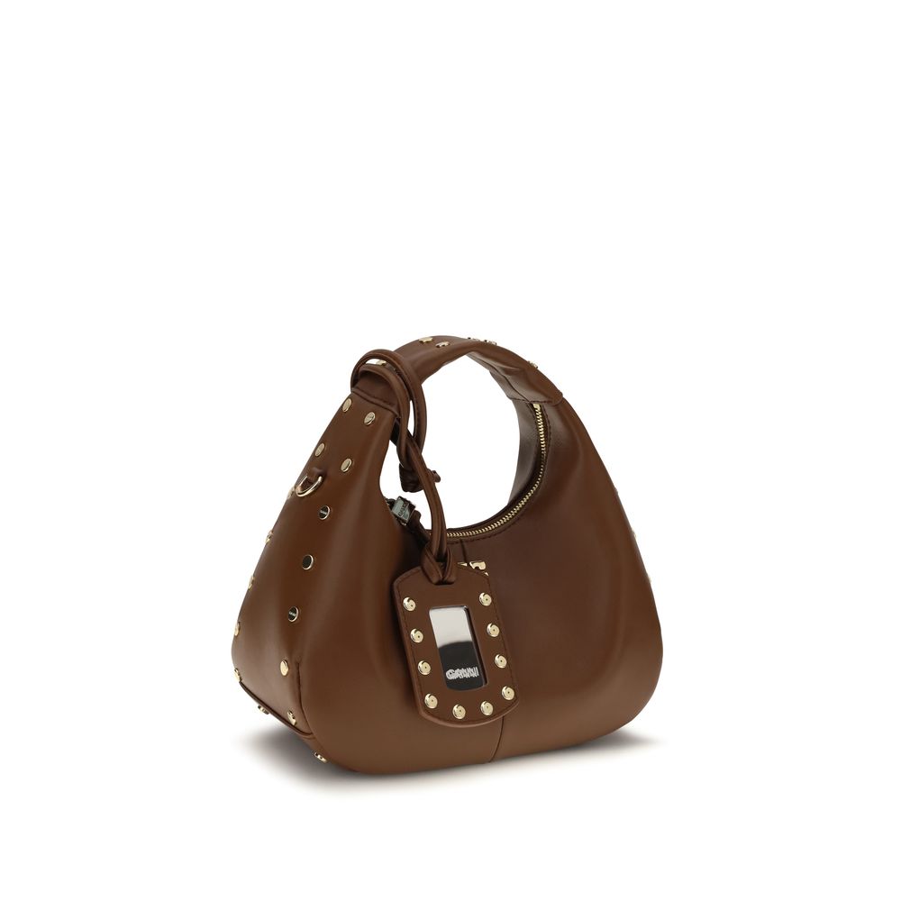 Ganni Braune Schultertasche aus recyceltem Leder