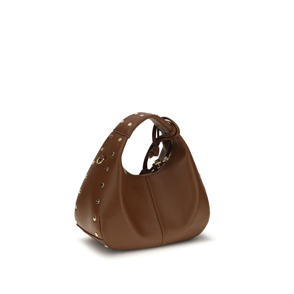 Ganni Braune Schultertasche aus recyceltem Leder