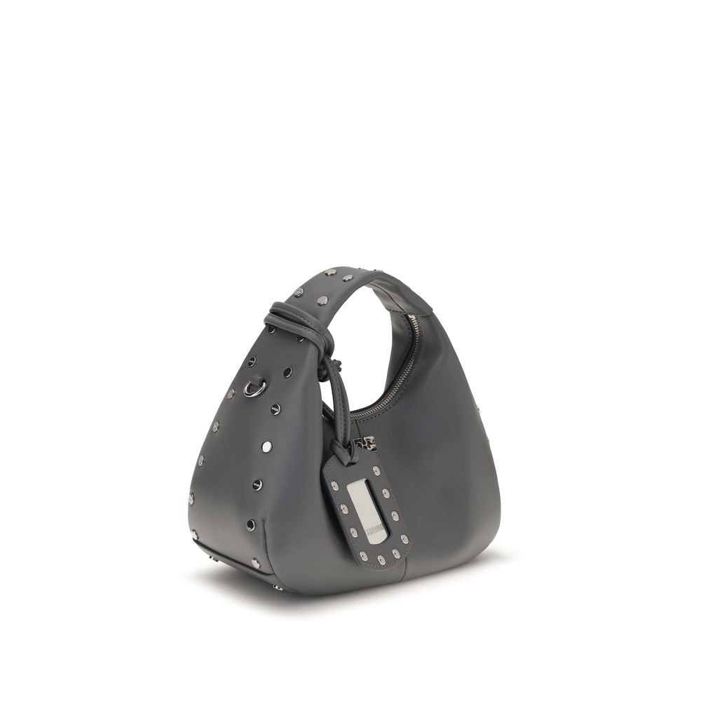 Ganni Graue Leder Schultertasche