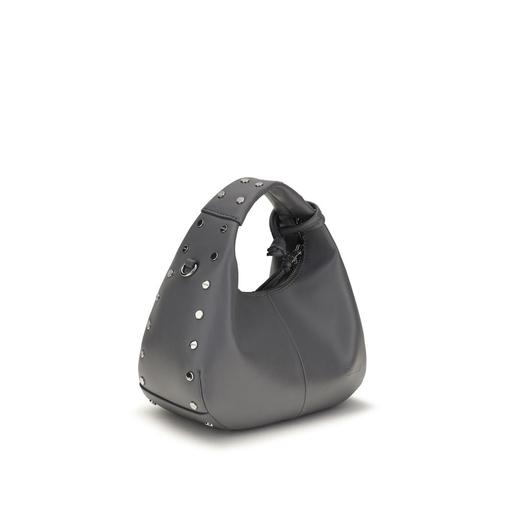 Ganni Graue Leder Schultertasche